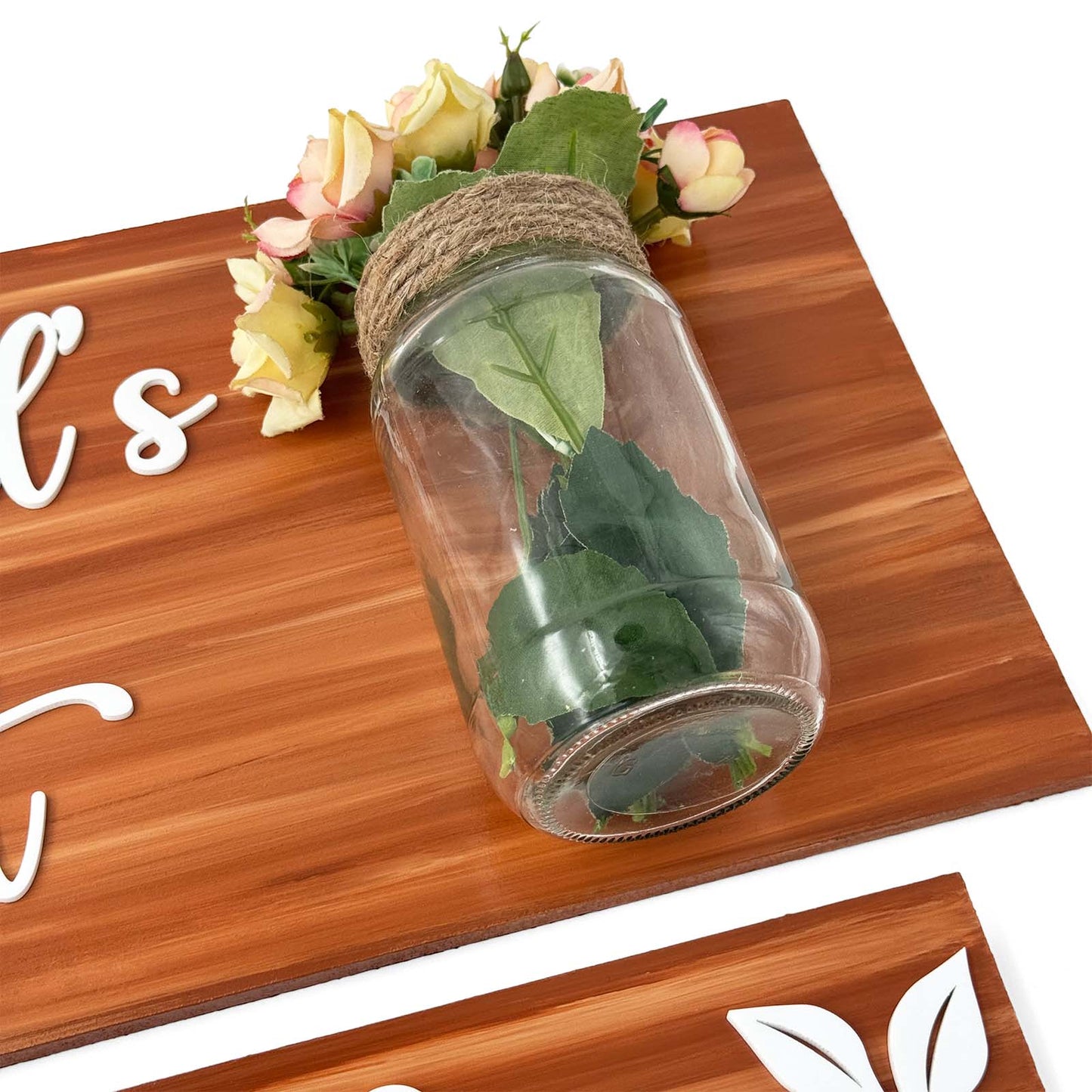Hand-Painted Wooden Name Plate With Jar For Home - Jar Board & One Plank