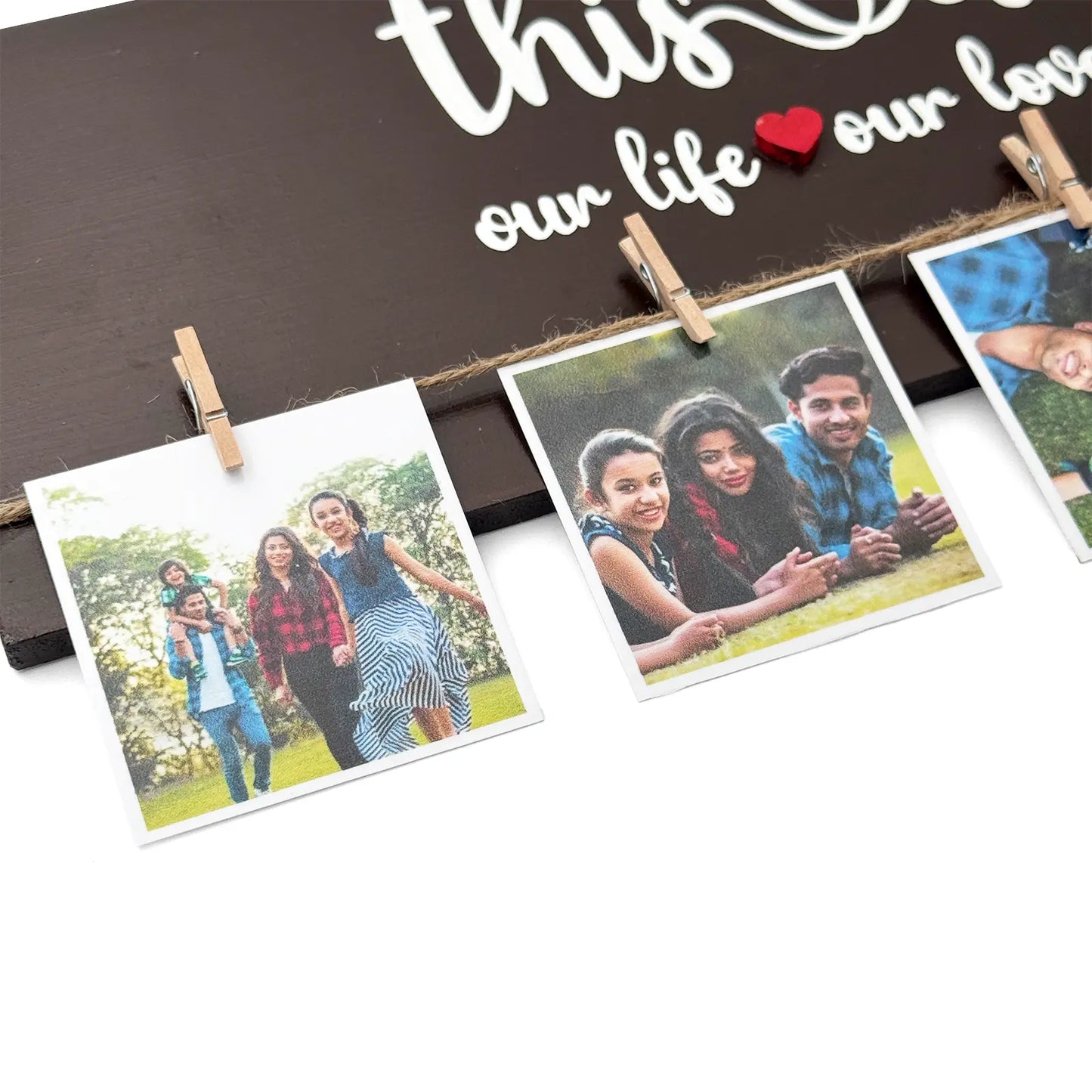 This Is Us Hand-Painted Wooden Photo Holder - Brown