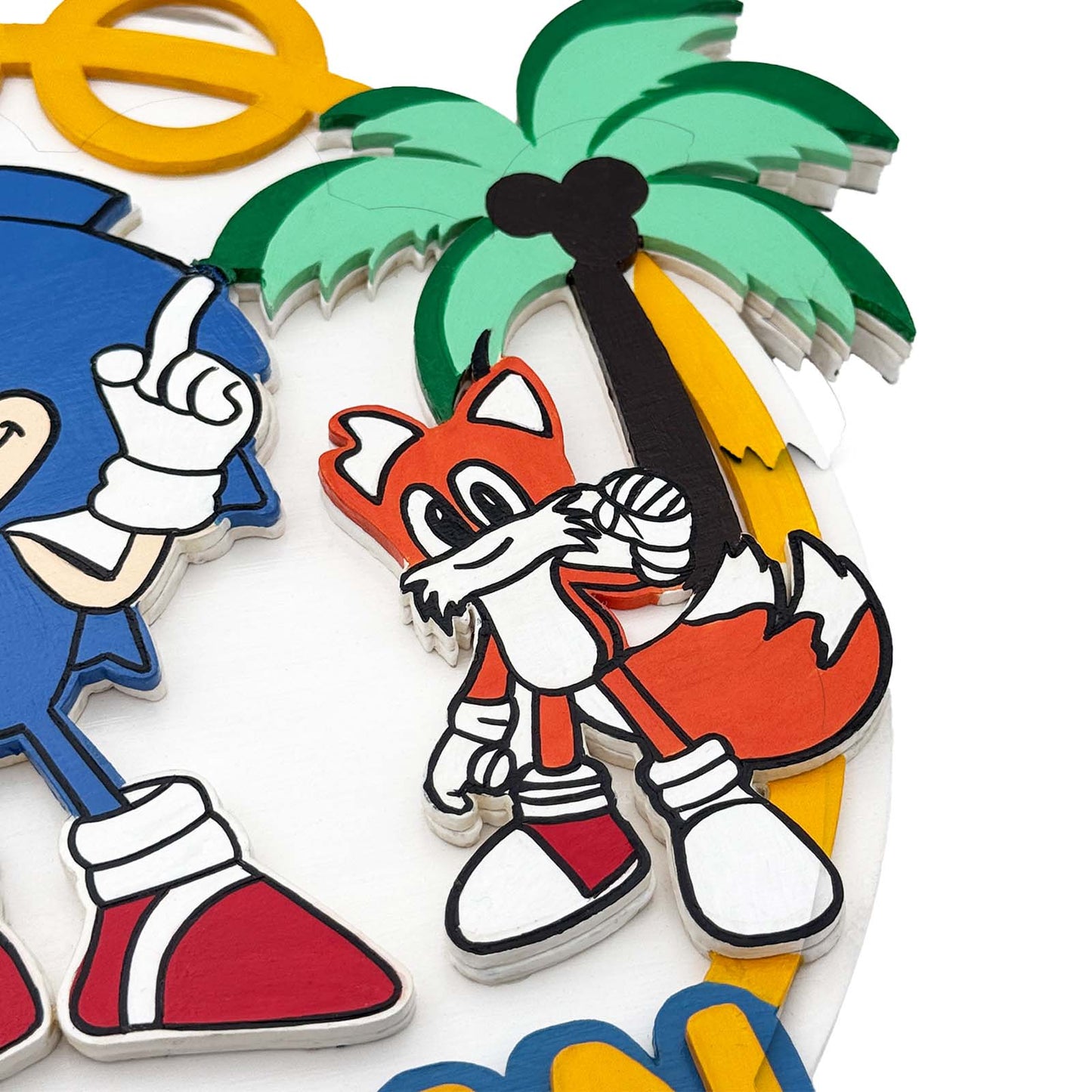Sonic Themed Hand-Painted Wooden Kids Name Plate