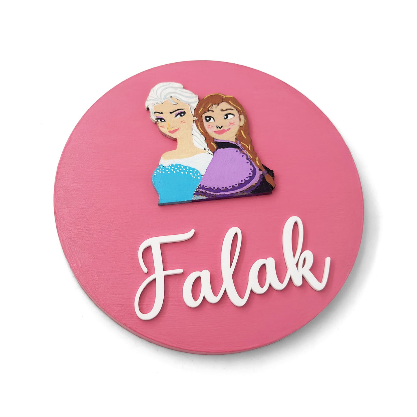 Frozen Themed Hand-Painted Wooden Name Plate For Kids