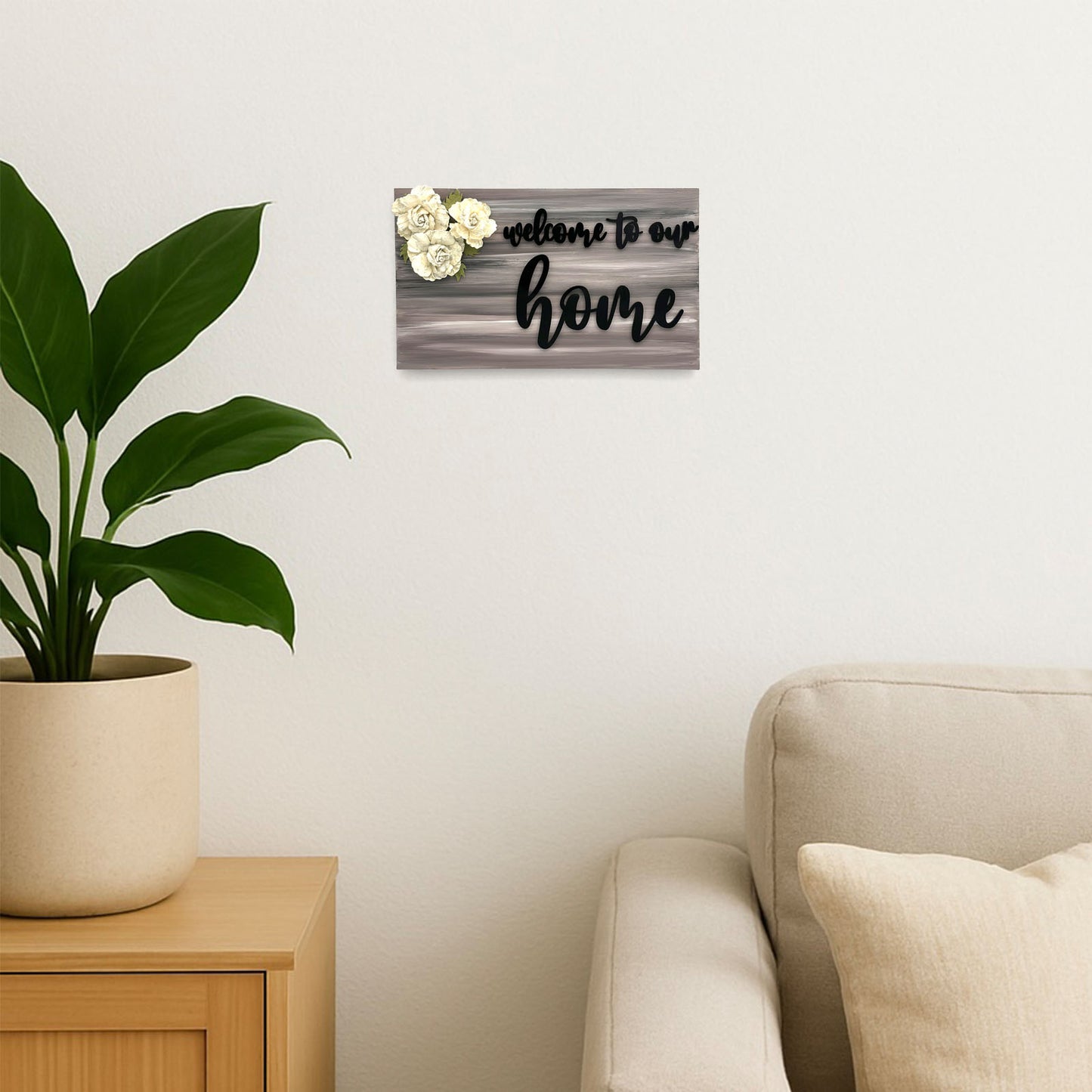 Welcome To Our Home Hand-Painted Wooden Wall Hanging