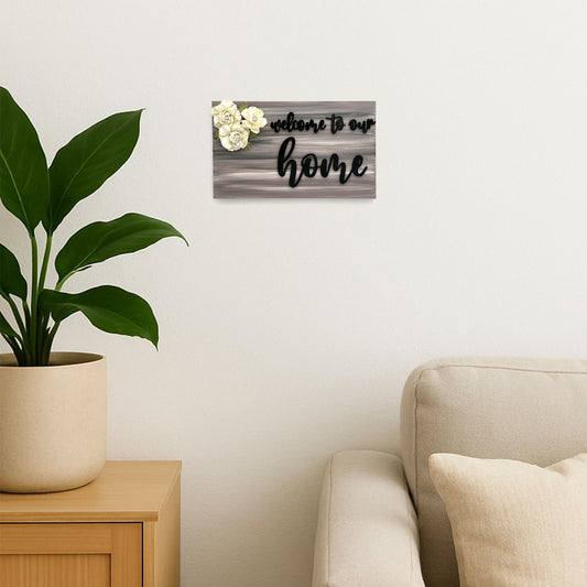 Welcome To Our Home Hand-Painted Wooden Wall Hanging