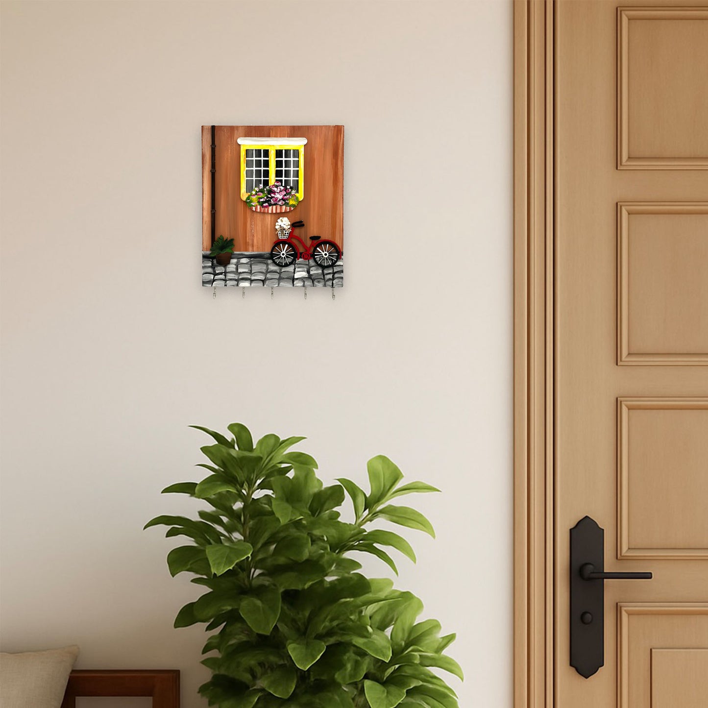 Hand-Painted Wooden Key Holder - Blooming Path