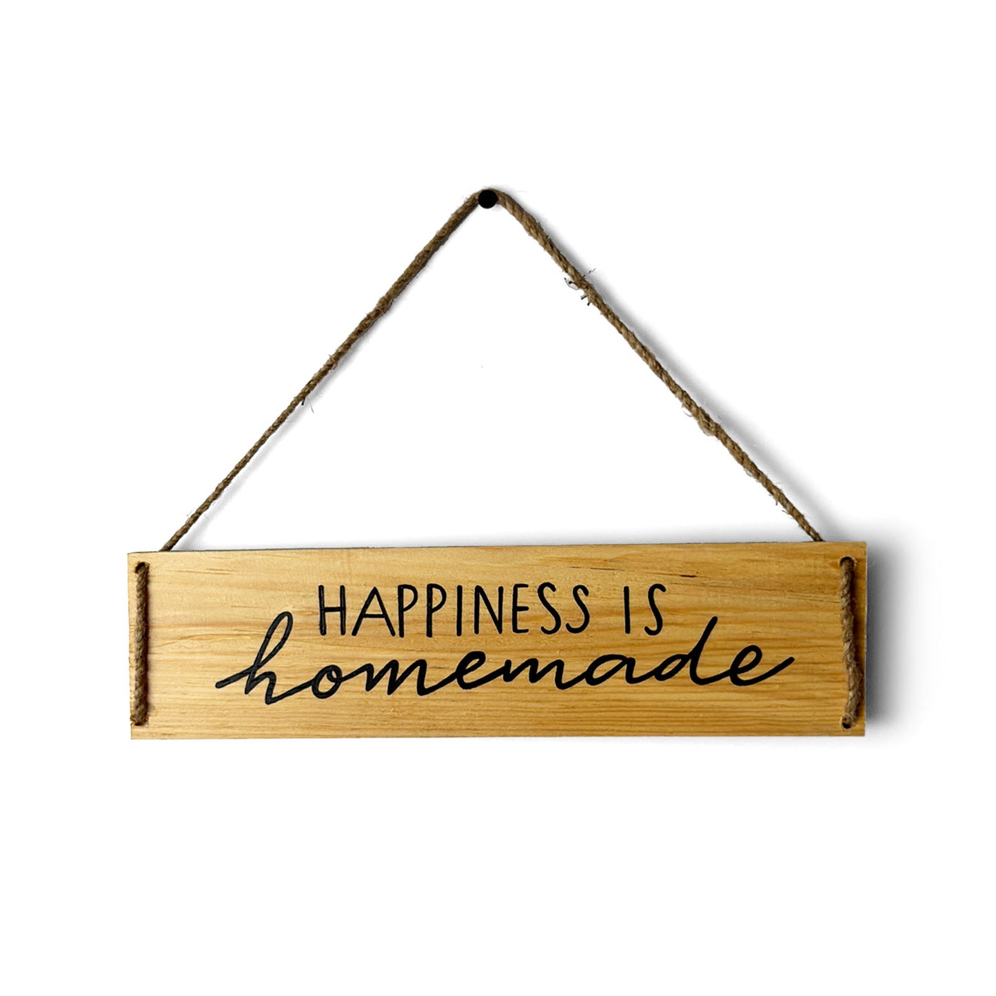 Happiness Is Homemade Hand-Painted Wooden Kitchen Wall Hanging - Natural Wood