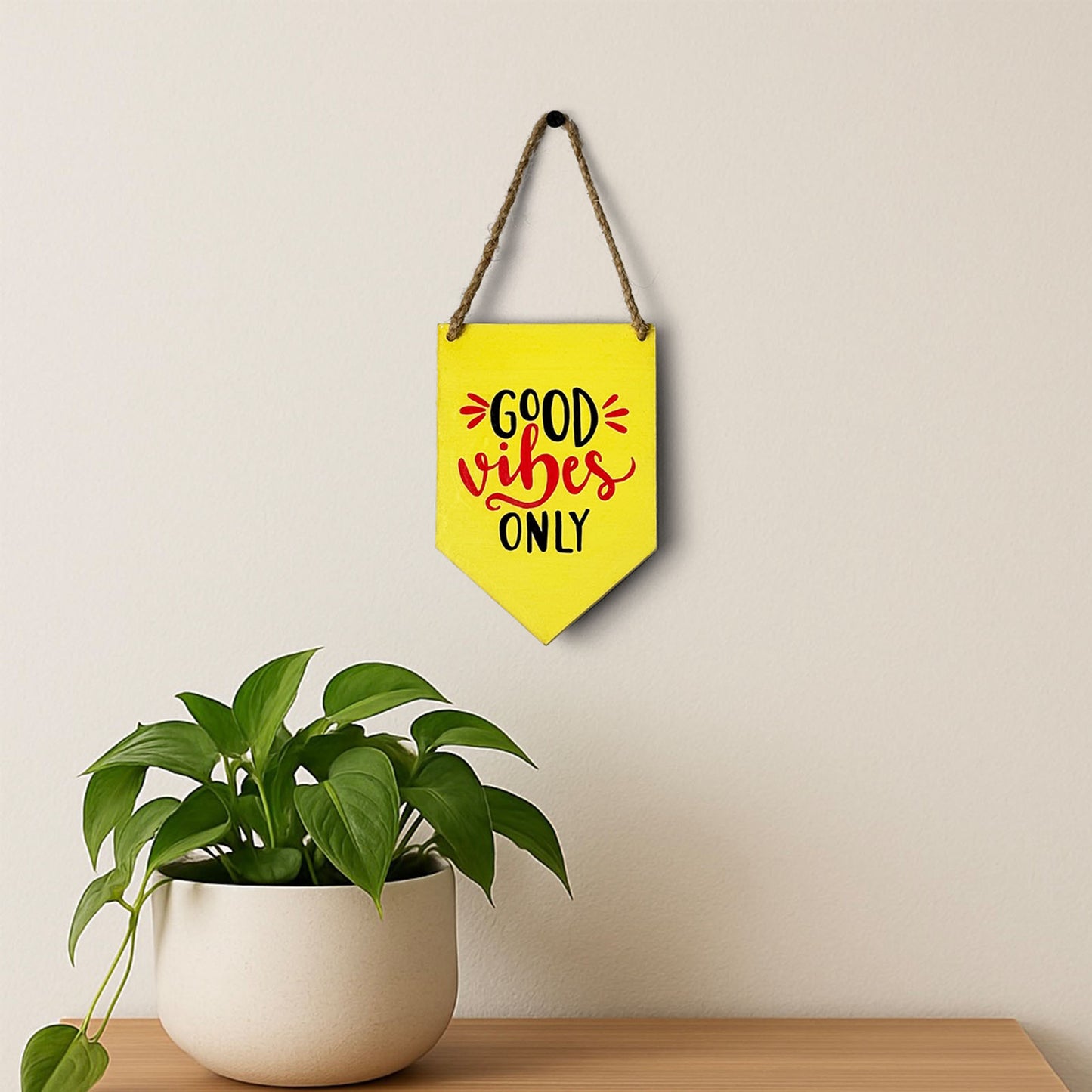 Good Vibes Only Hand-Painted Wooden Banner Hanging