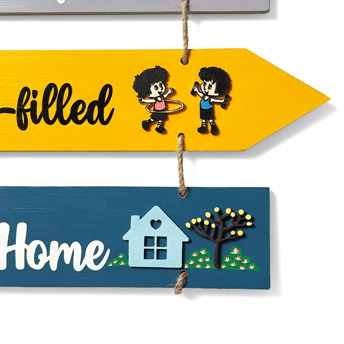 Welcome To Our Home Hand-Painted Wooden Arrow Plank Wall Hanging - Design 13