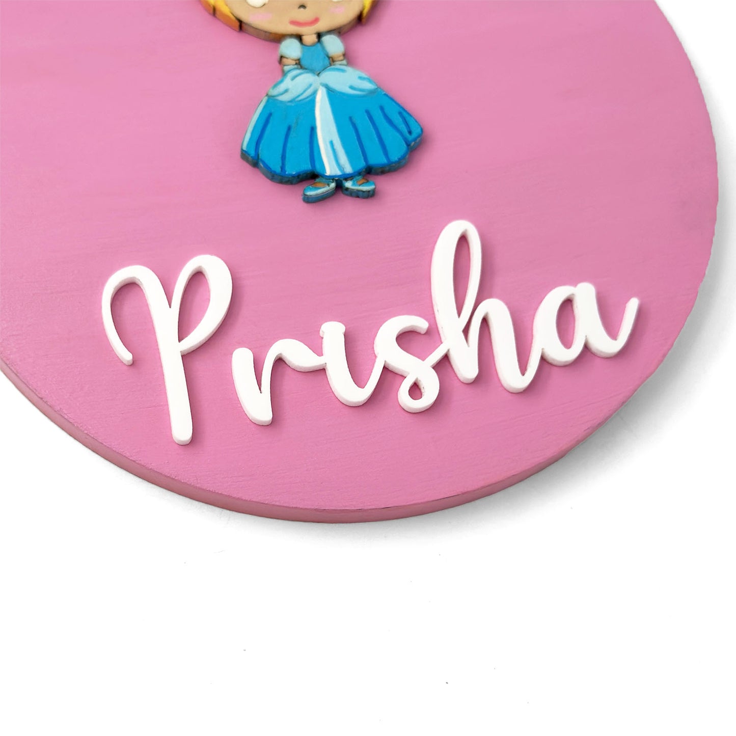 Disney Princess Cinderella Themed Hand-Painted Wooden Name Plate For Kids