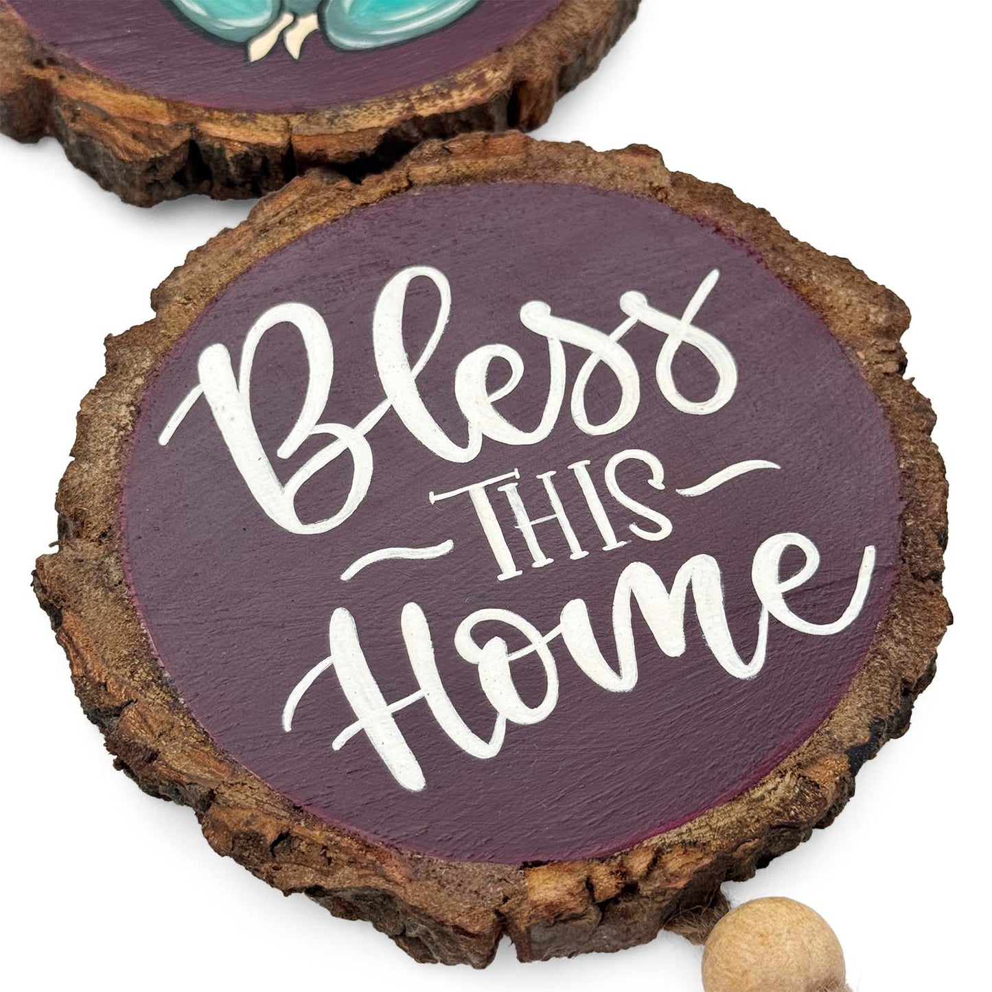 Ganesha Bless This Home Hand-Painted Wooden Log Wall Hanging - Brown