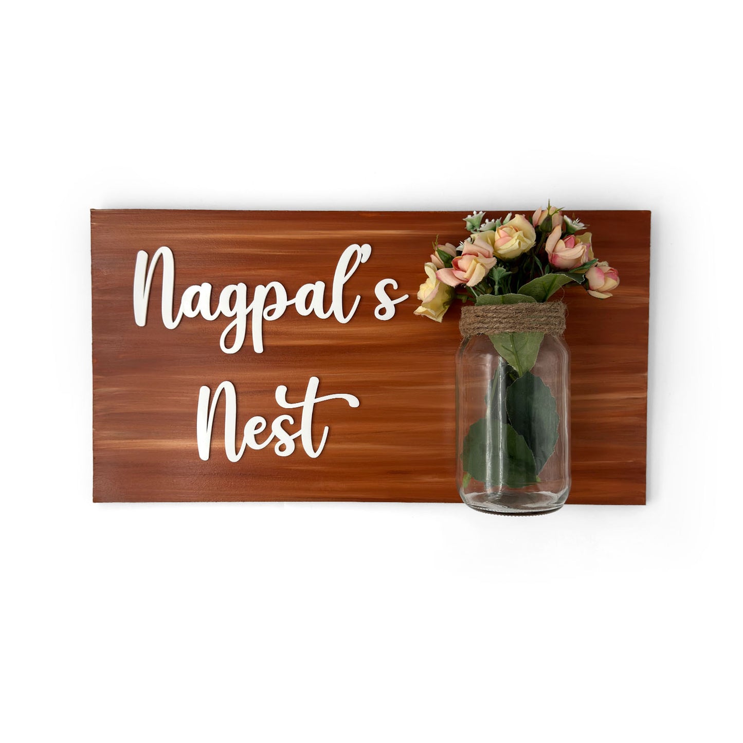 Hand-Painted Wooden Name Plate With Jar For Home - Only Jar Board
