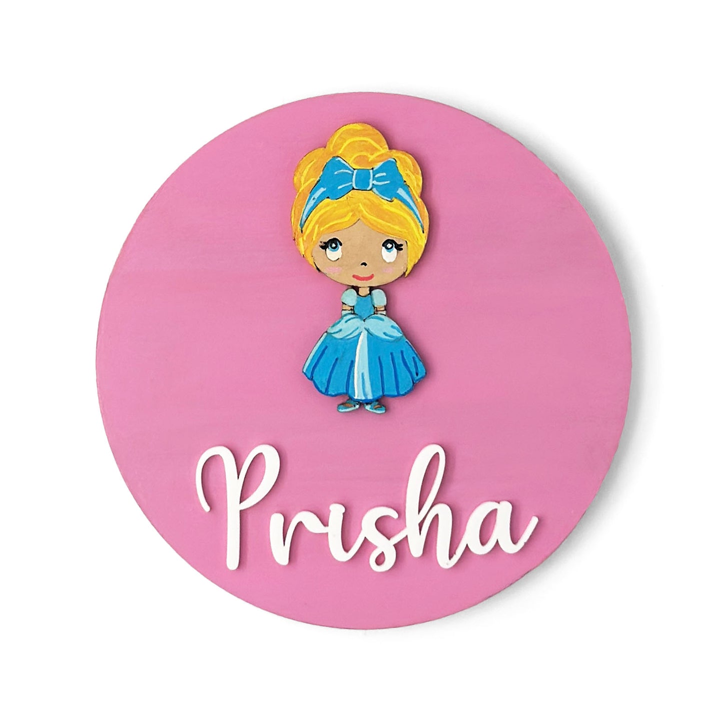 Disney Princess Cinderella Themed Hand-Painted Wooden Name Plate For Kids