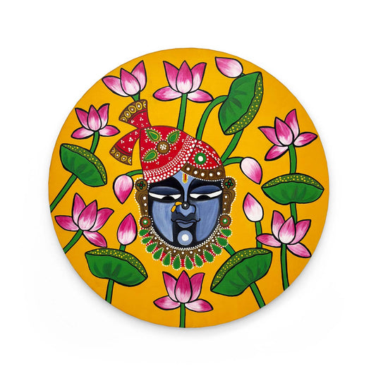 Shreenath Ji Hand-Painted Wooden Wall Hanging