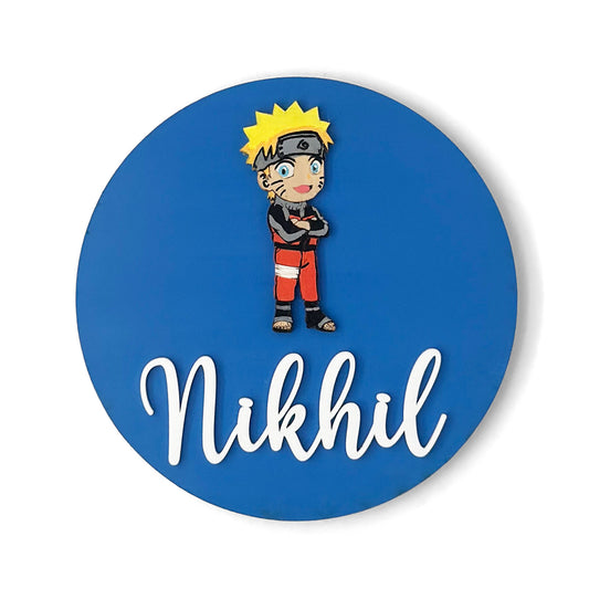 Naruto Themed Hand-Painted Wooden Name Plate For Kids