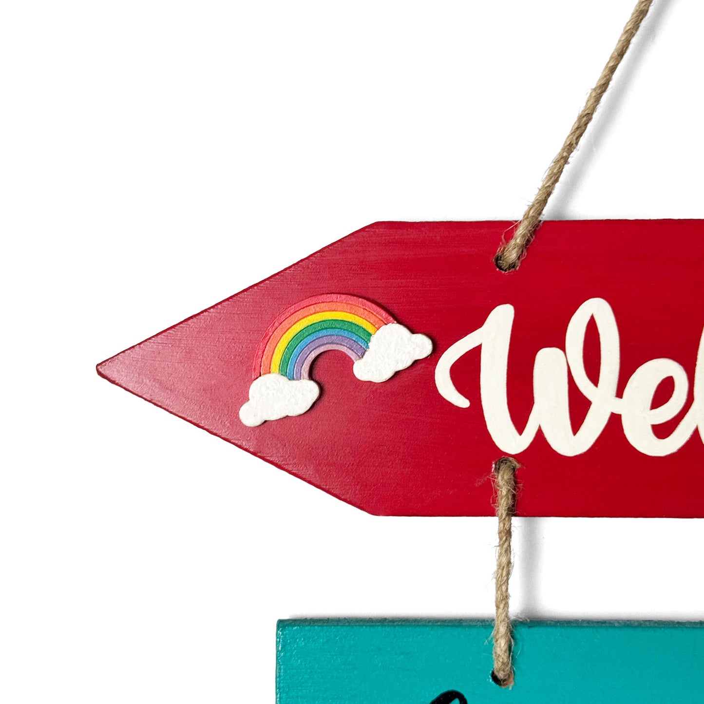 Welcome To Our Home Hand-Painted Wooden Arrow Plank Wall Hanging - Design 8