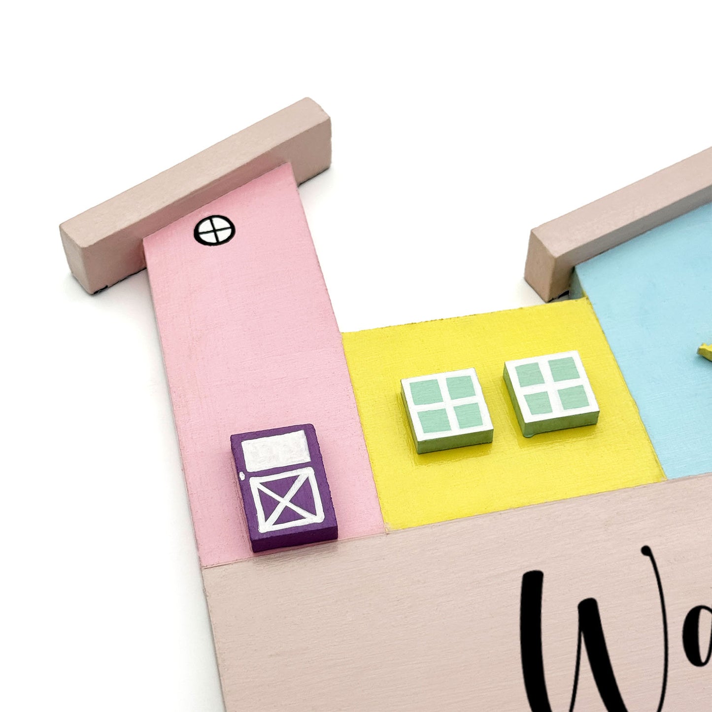 Hut-Shaped Hand-Painted Wooden Name Plate For Home - Hut Board Design 2