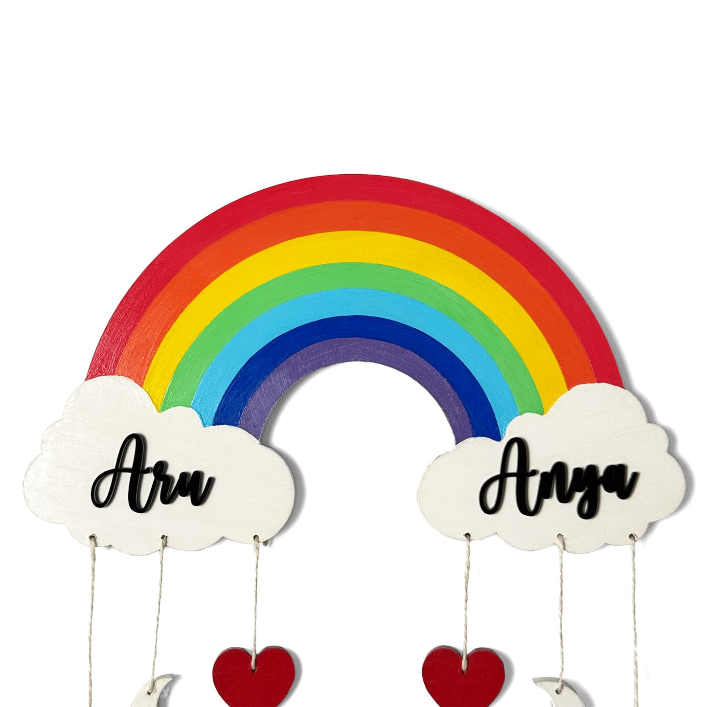 Rainbow Themed Hand-Painted Wooden Kids Name Plate  - Design 1