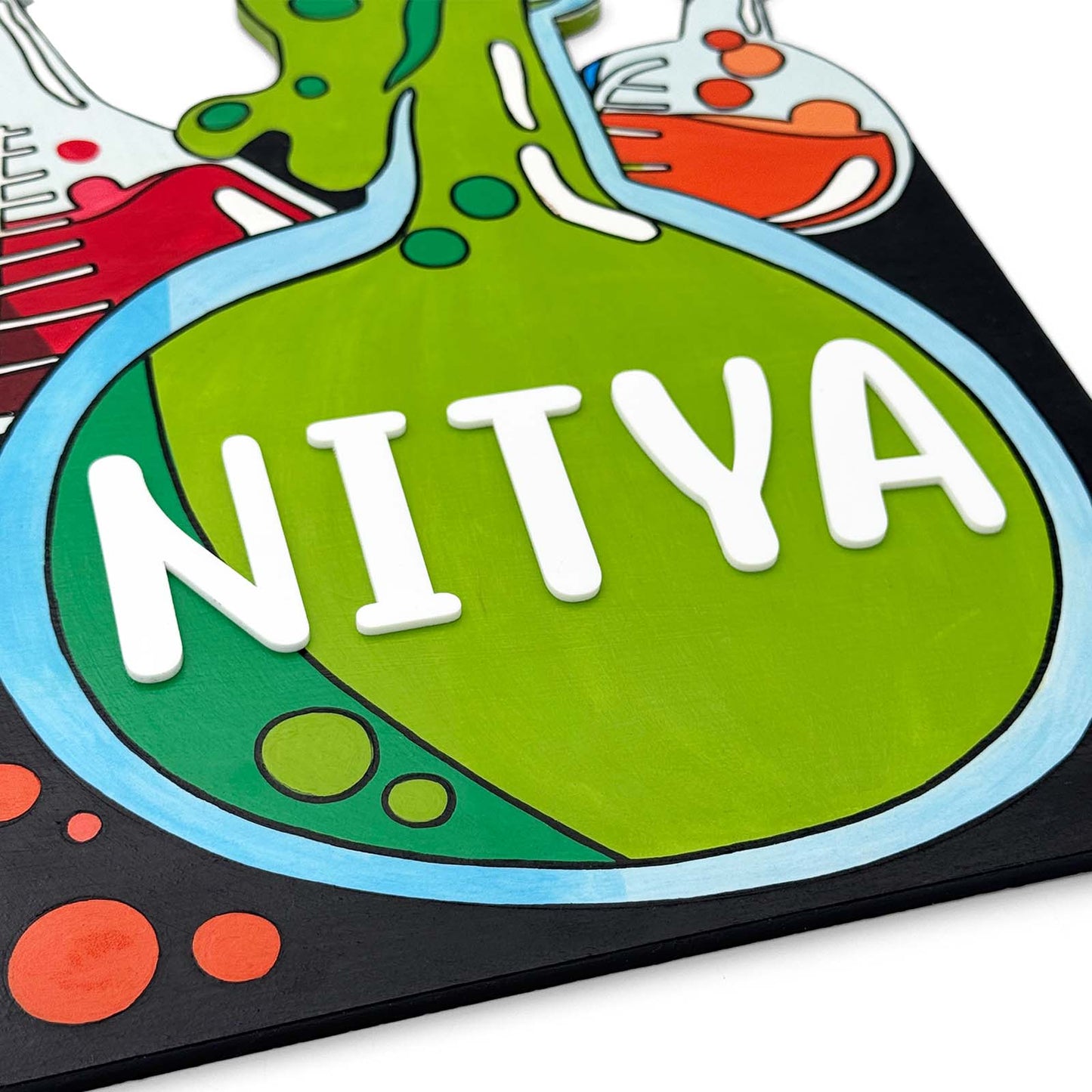 Science Themed Hand-Painted Wooden Kids Name Plate