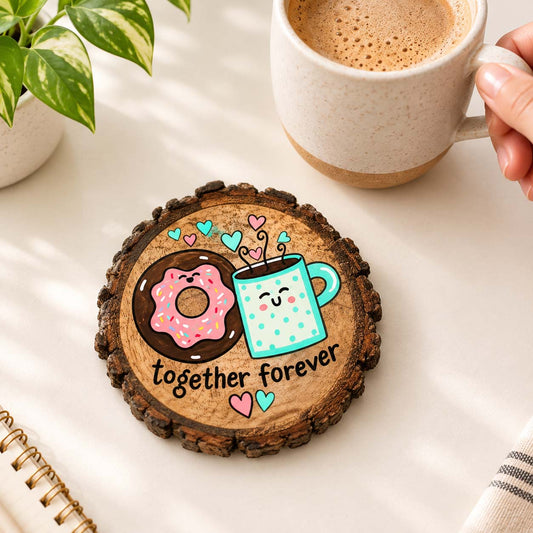 Together Forever Hand-Painted Wooden Coaster