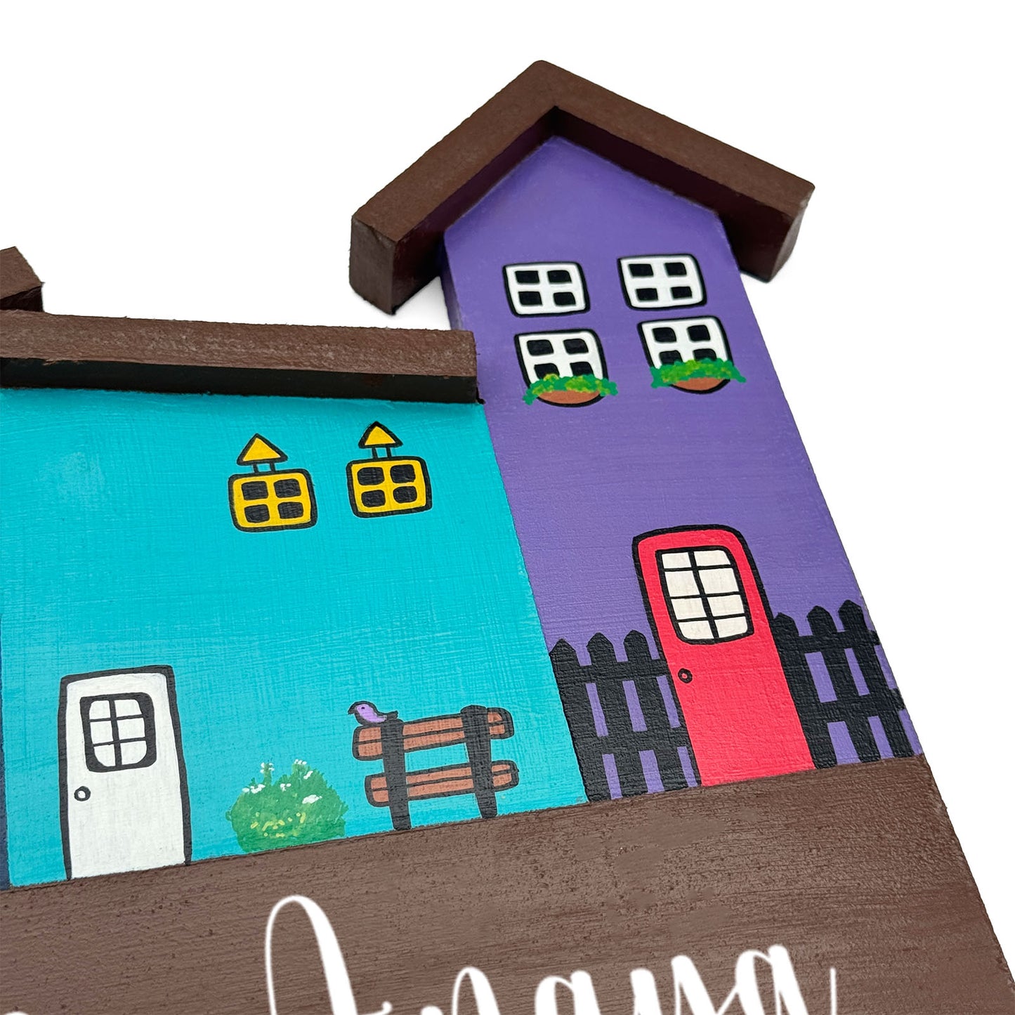 Hut-Shaped Hand-Painted Wooden Name Plate For Home - Hut Board Design 3