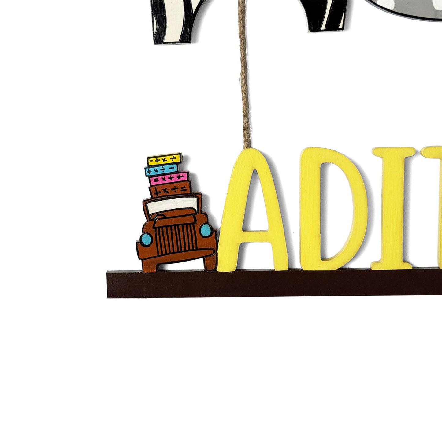 Animal Themed Hand-Painted Wooden Kids Name Plate - Design 1