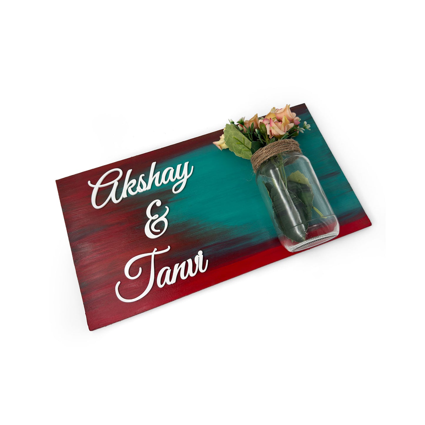 Hand-Painted Wooden Name Plate With Jar For Home - Only Jar Board