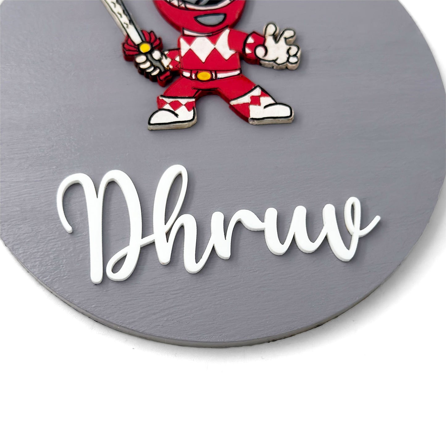 Power Rangers Themed Hand-Painted Wooden Name Plate For Kids