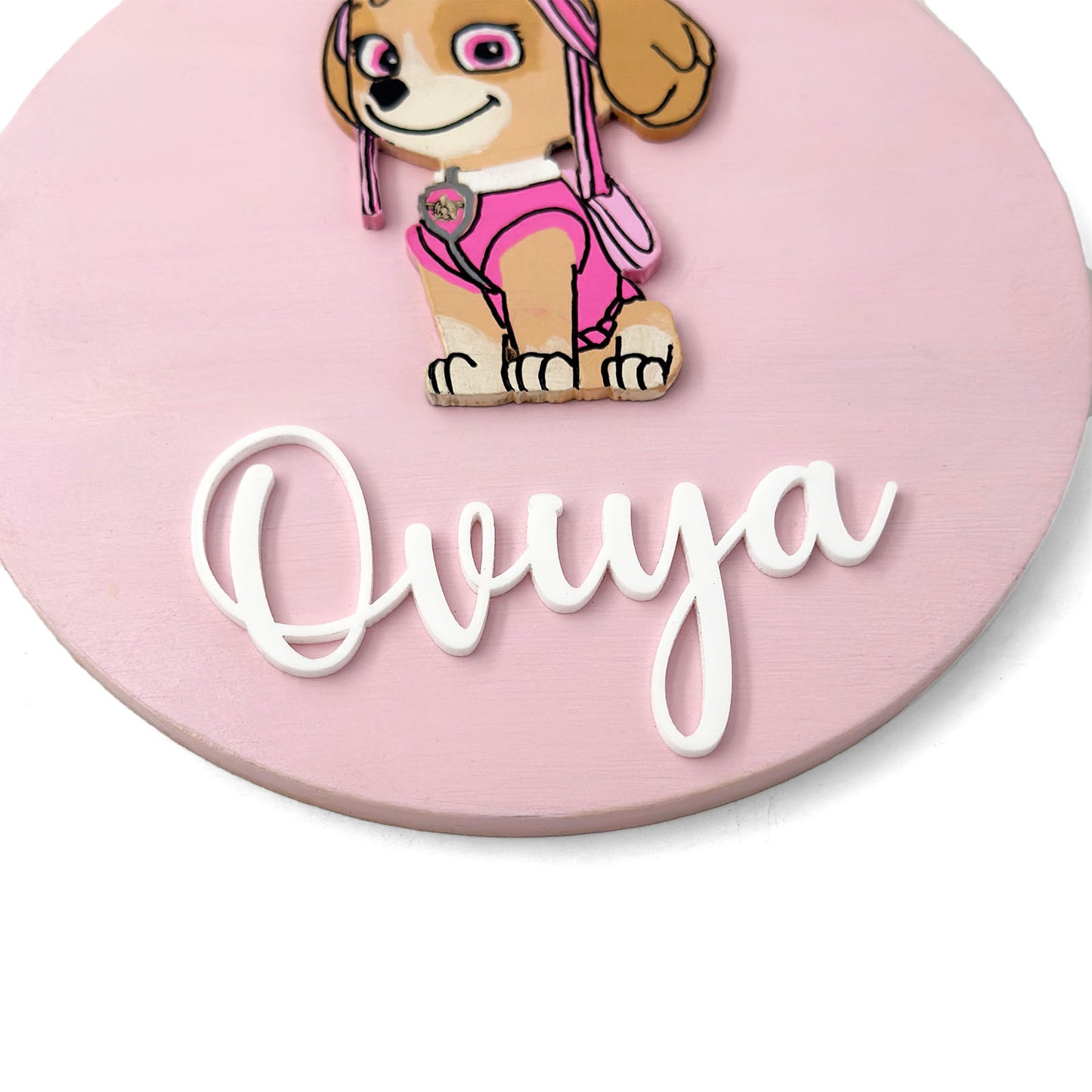 Paw Patrol Themed Hand-Painted Wooden Name Plate For Kids - Design 2