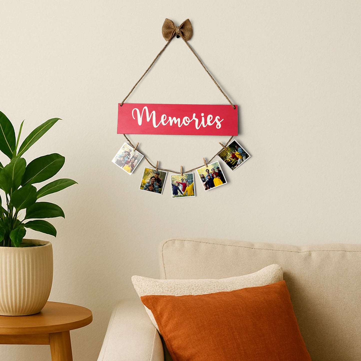 Memories Hand-Painted Wooden Photo Holder - Pink