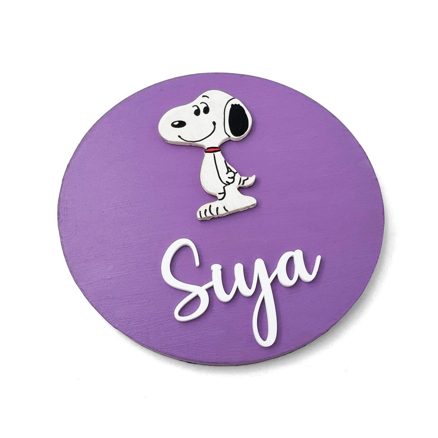 Snoopy Themed Hand-Painted Wooden Name Plate For Kids
