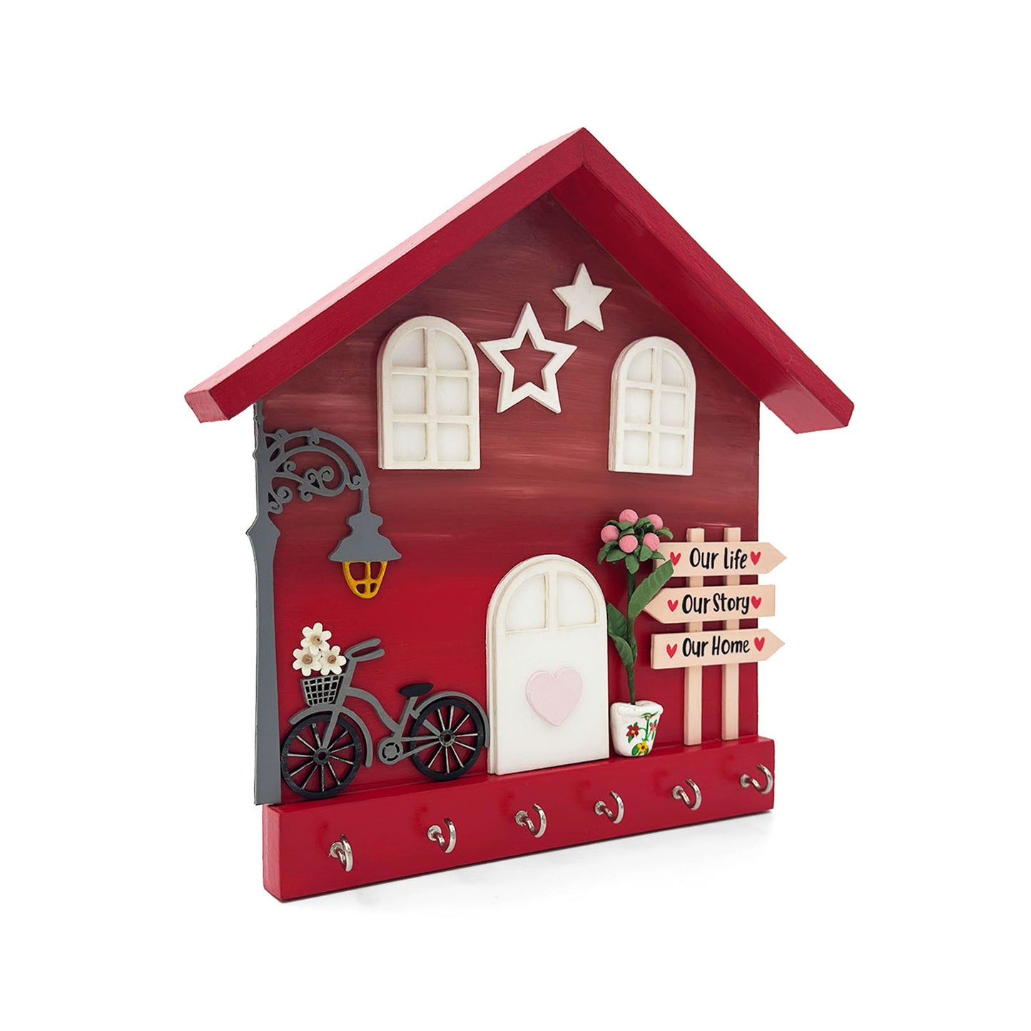 Personalised Hand-Painted Wooden Hut Key Holder With Shaded Texture