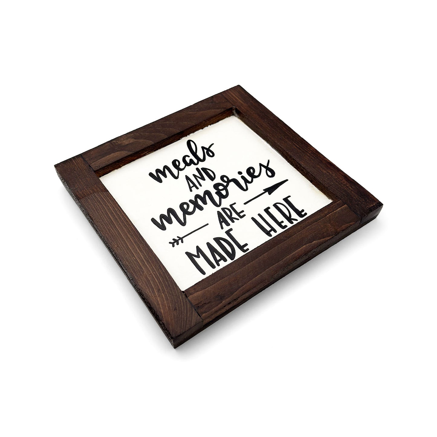 Meals And Memories Are Made Here Hand-Painted Wooden Kitchen Wall Frame - Wooden Finish
