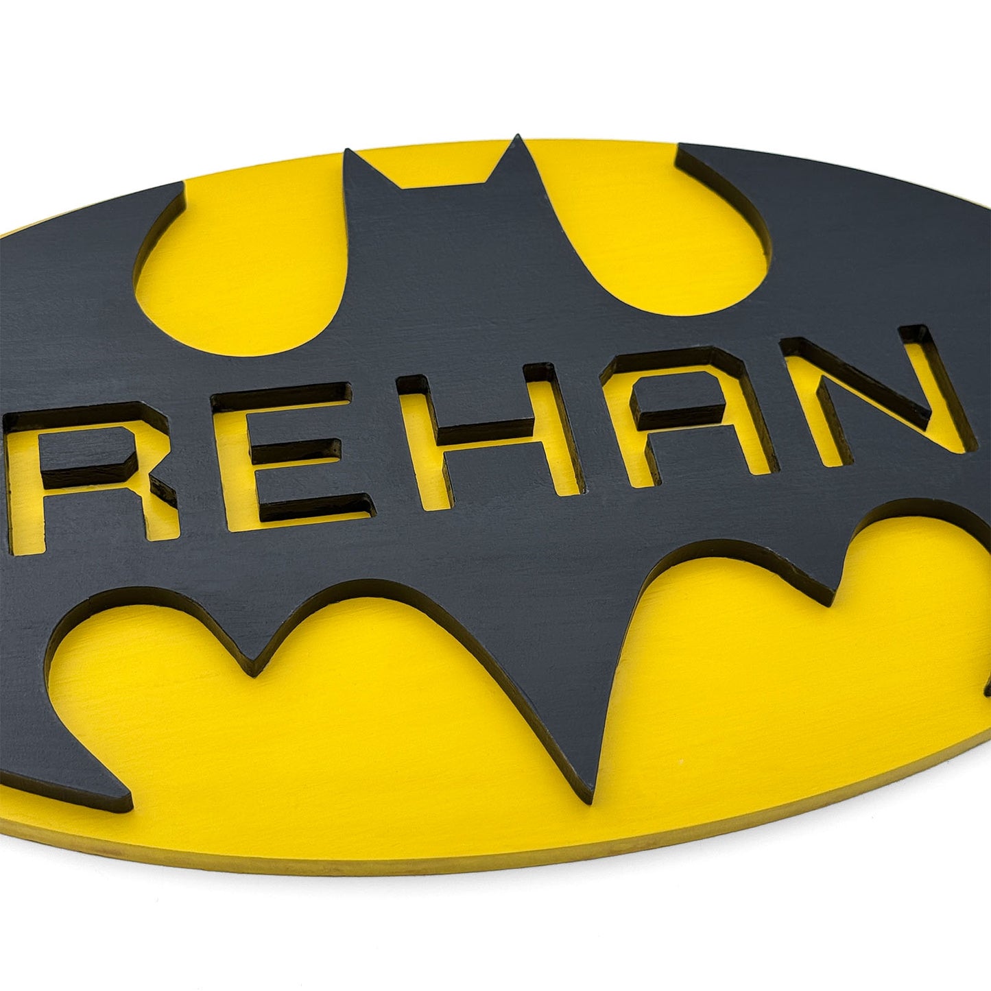 Batman Themed Hand-Painted Wooden Kids Name Plate