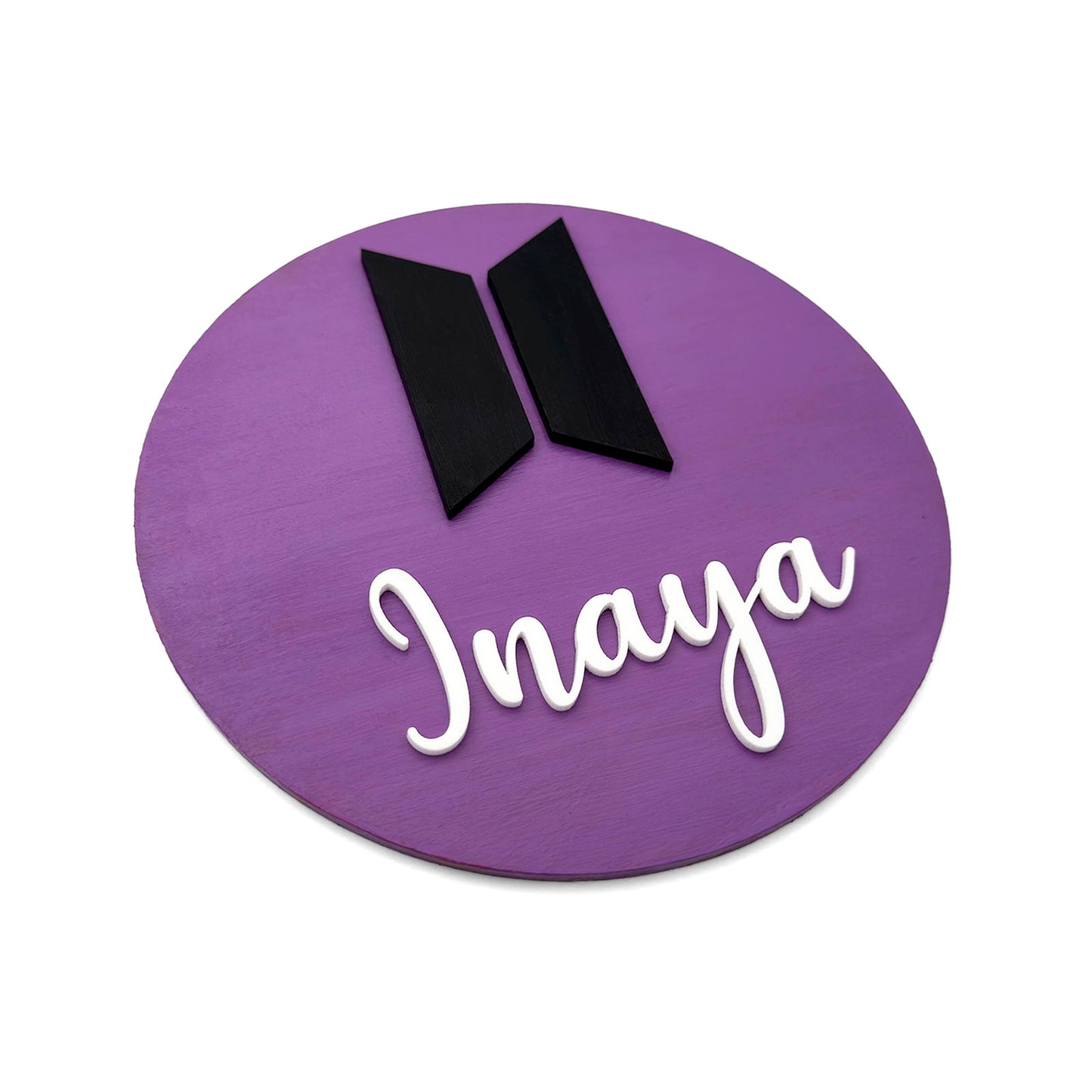 BTS Themed Hand-Painted Wooden Mini Kids Name Plate