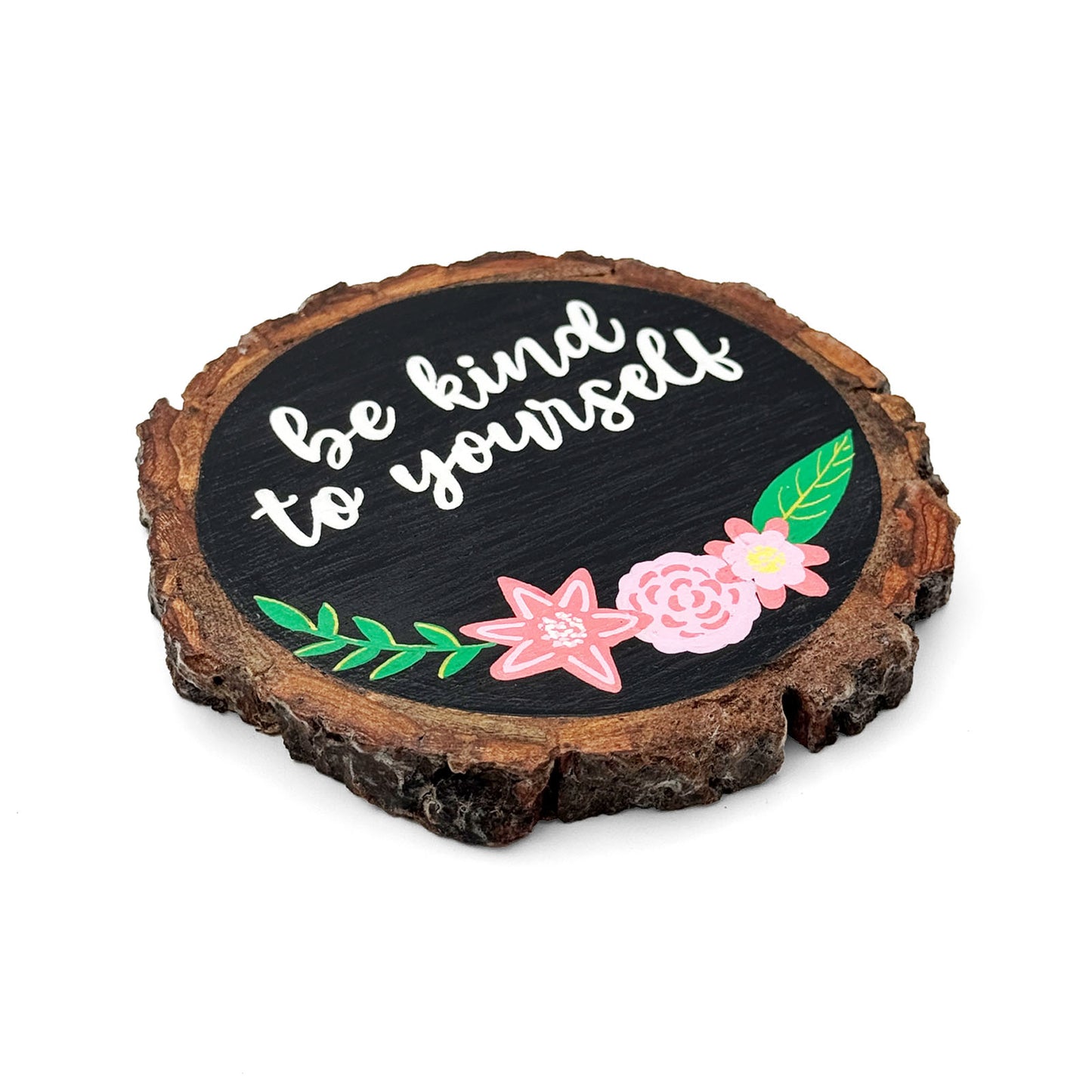 Be Kind To Yourself Hand-Painted Wooden Coaster