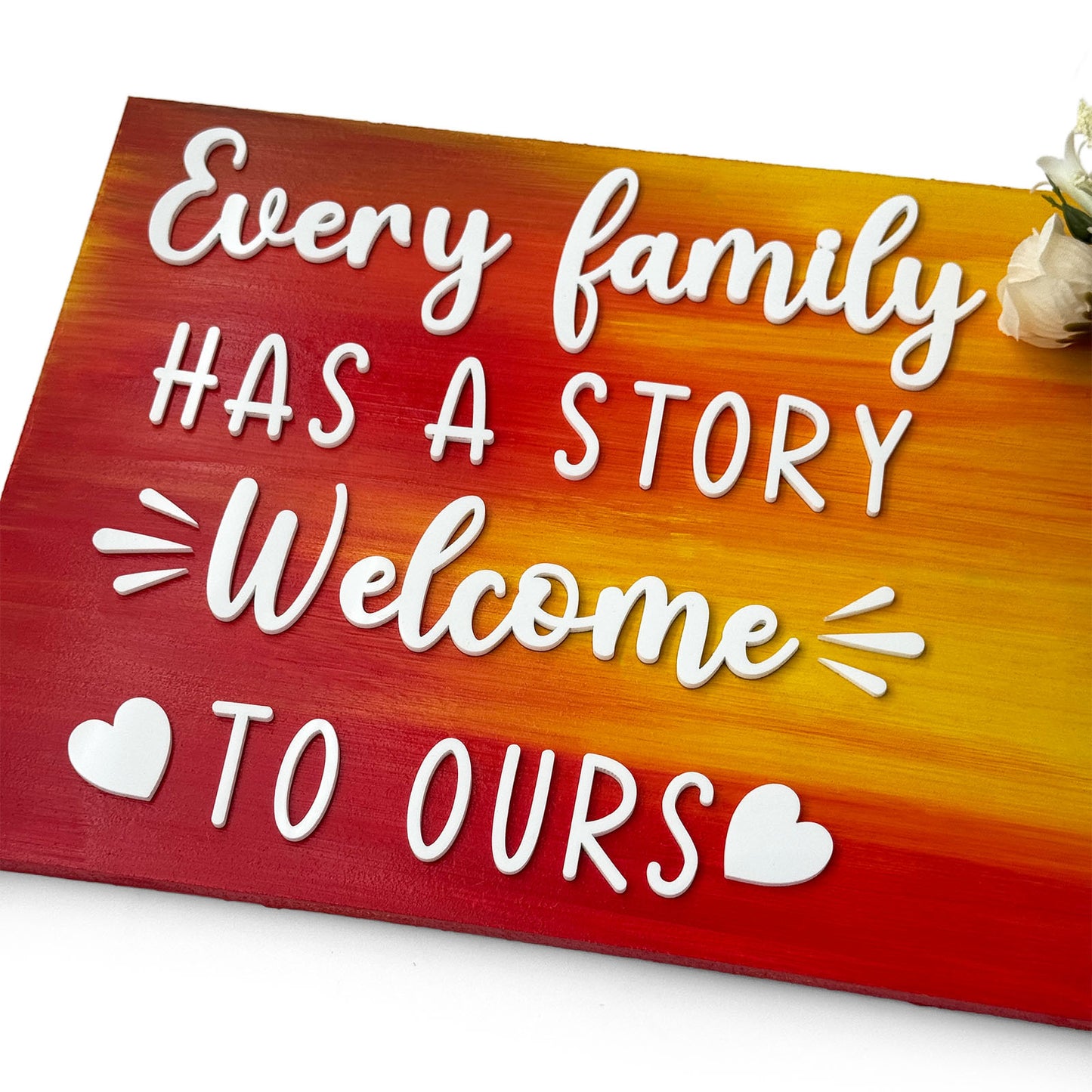 Every Family Has A Story Welcome To Ours Hand-Painted Wooden Name Plate With Jar For Home - Only Jar Board
