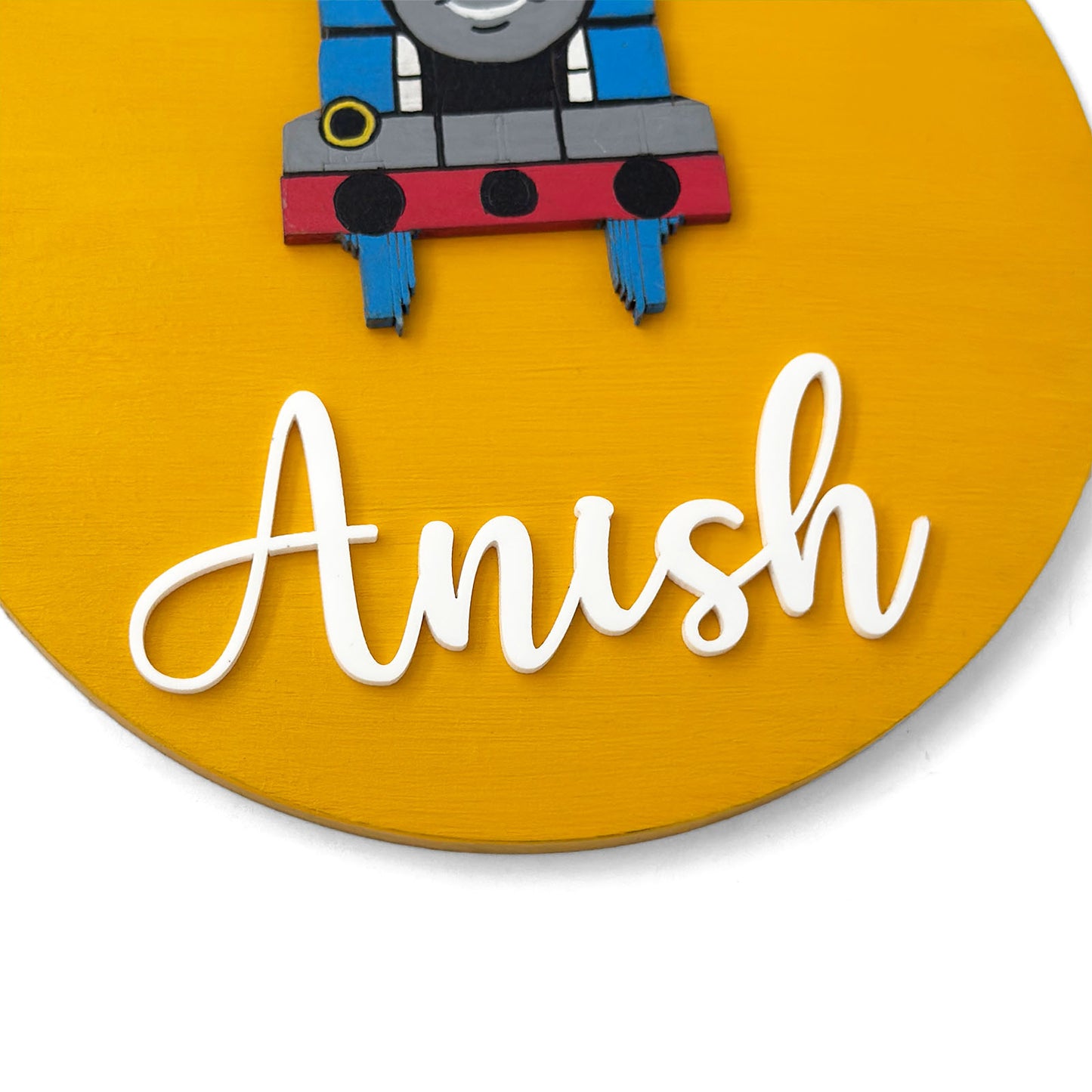 Thomas Train Themed Hand-Painted Wooden Name Plate For Kids