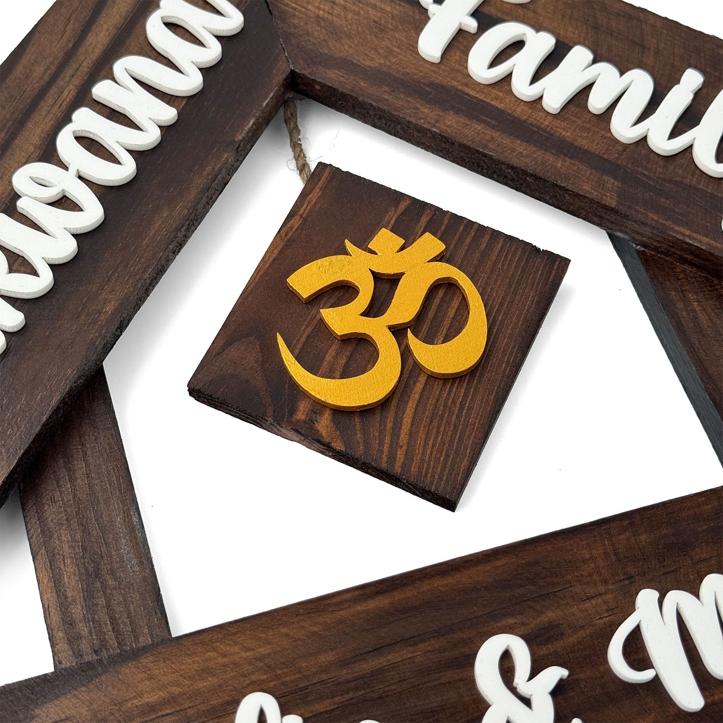 House With Roof And Double Plank Hand-Painted Wooden Hut-Shaped Name Plate For Home - Wooden Finish