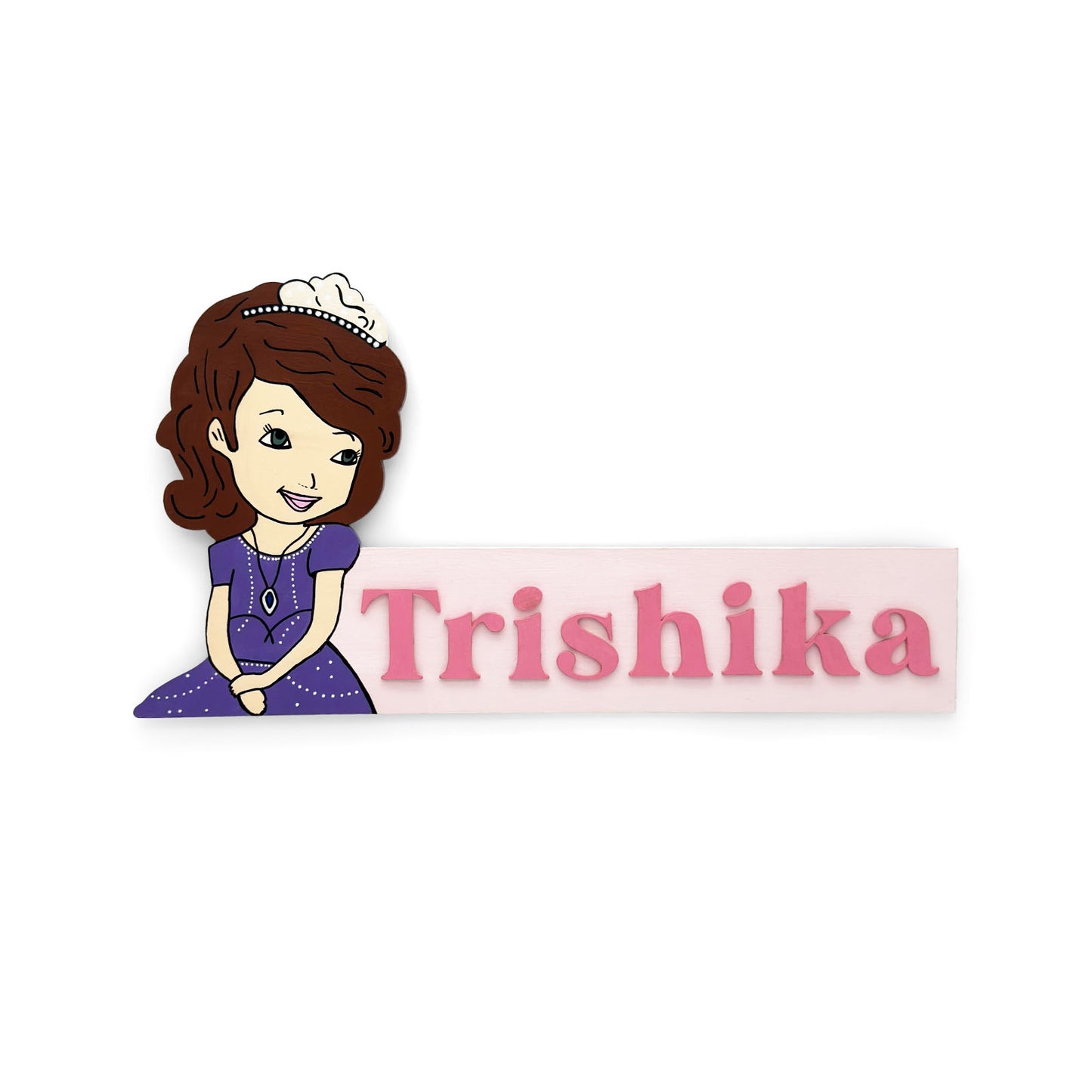 Princess Themed Hand-Painted Wooden Kids Name Plate