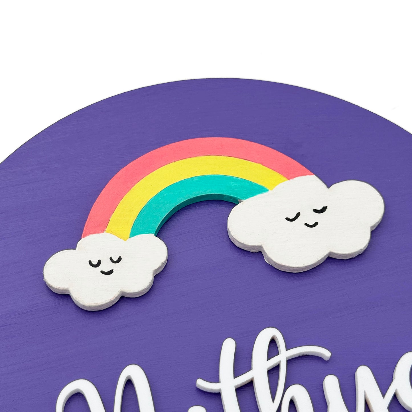 Rainbow Themed Hand-Painted Wooden Mini Kids Name Plate