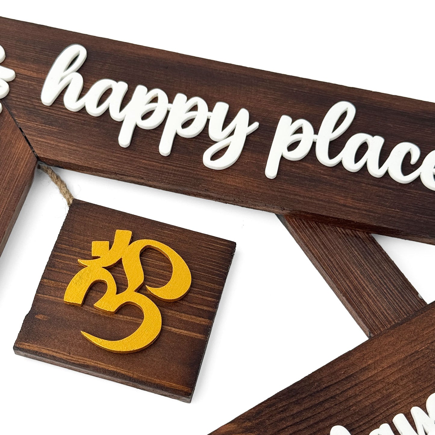 House With Roof And Single PlankHand-Painted Wooden Hut-Shaped Name Plate For Home - Wooden Finish