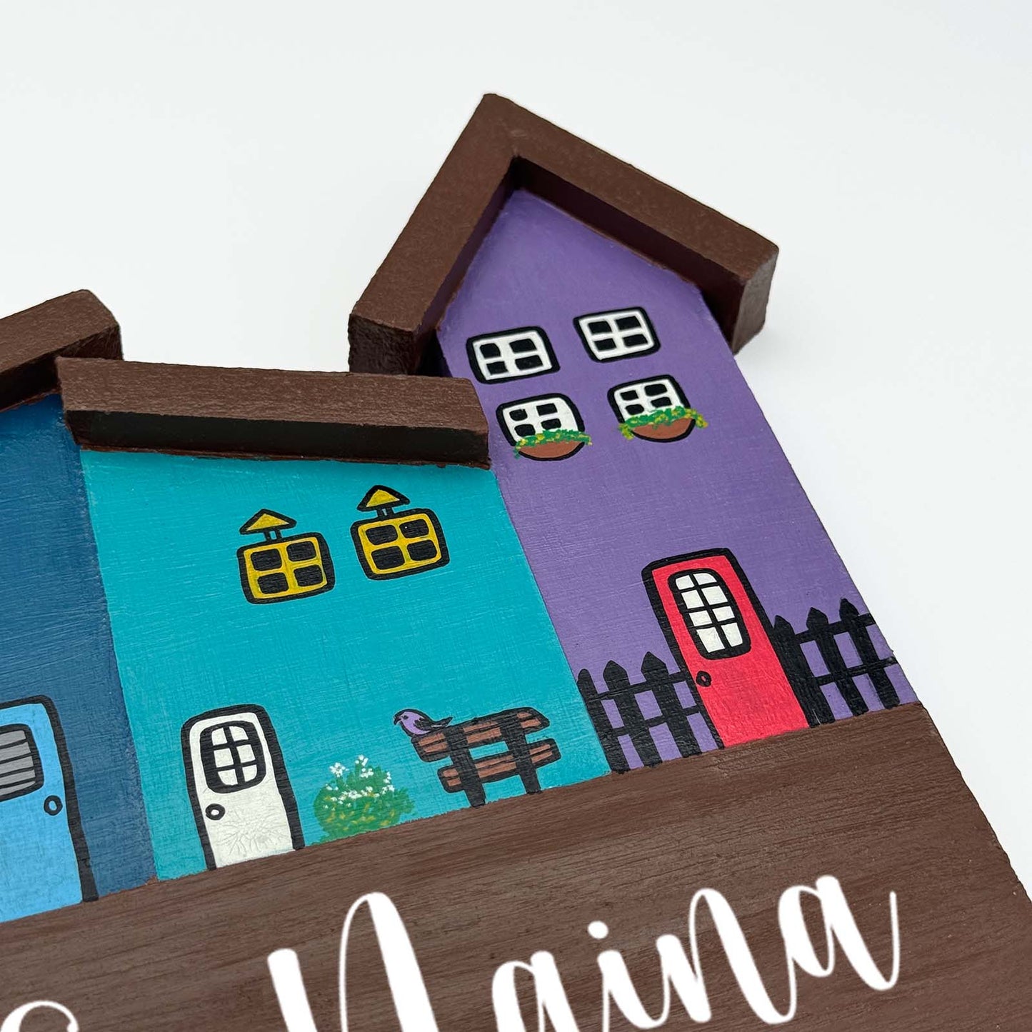 Hut-Shaped Hand-Painted Wooden Name Plate For Home - Hut Board Design 3