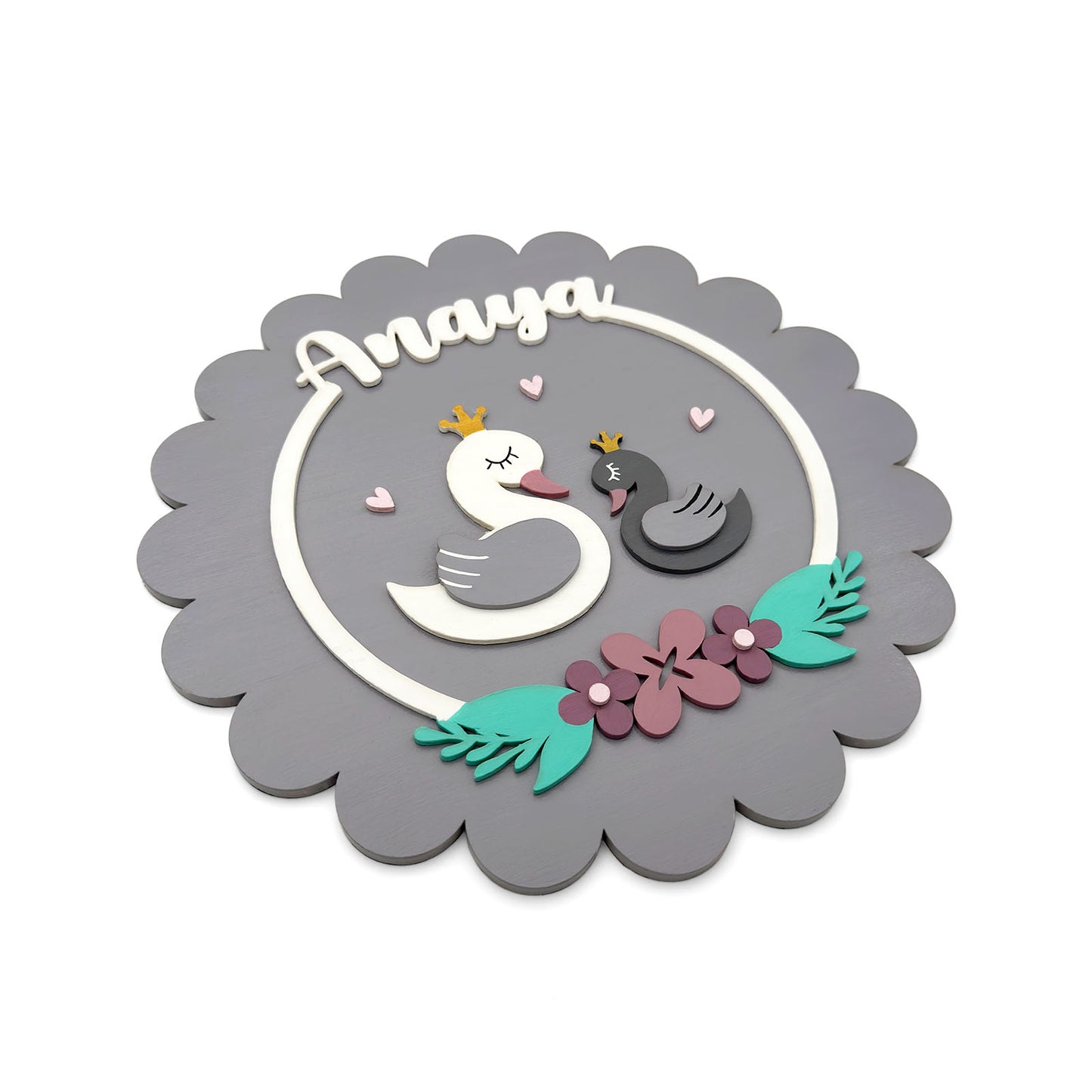 Duck Themed Hand-Painted Wooden Kids Name Plate