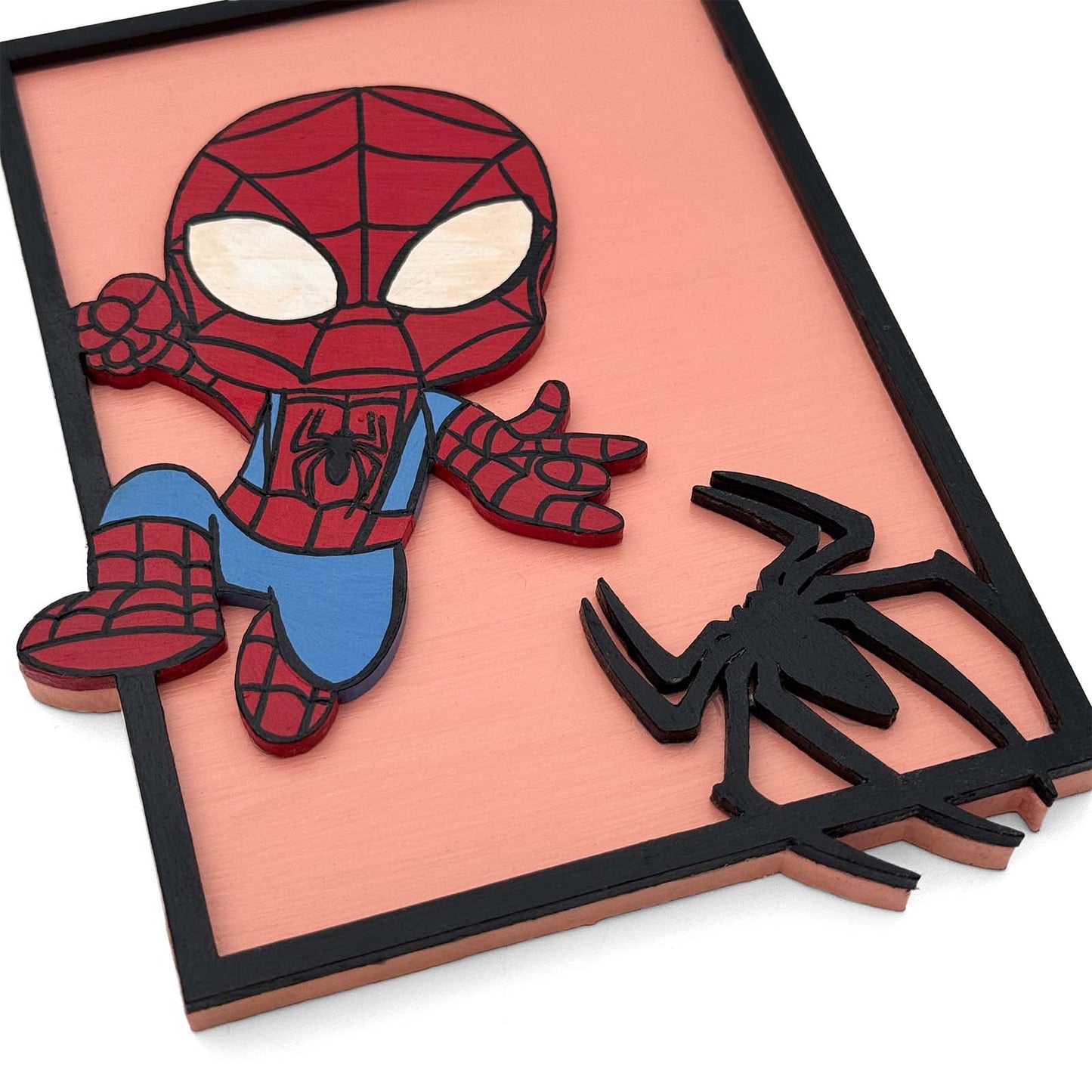 Spiderman Hand-Painted Wooden Kids Wall Frame