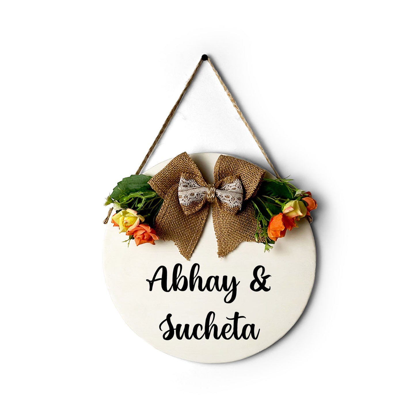 Personlised Hand-Painted Wooden Door Hanger - White