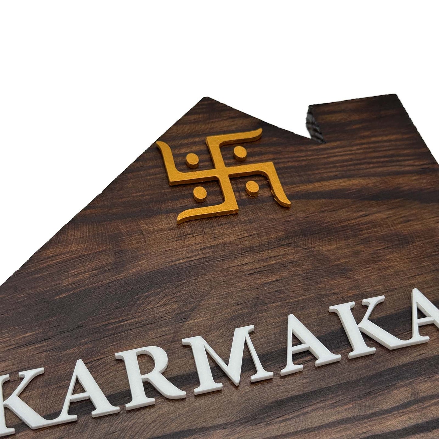 Hut-Shaped Hand-Painted Wooden Planter Name Plate For Home - Wooden Finish