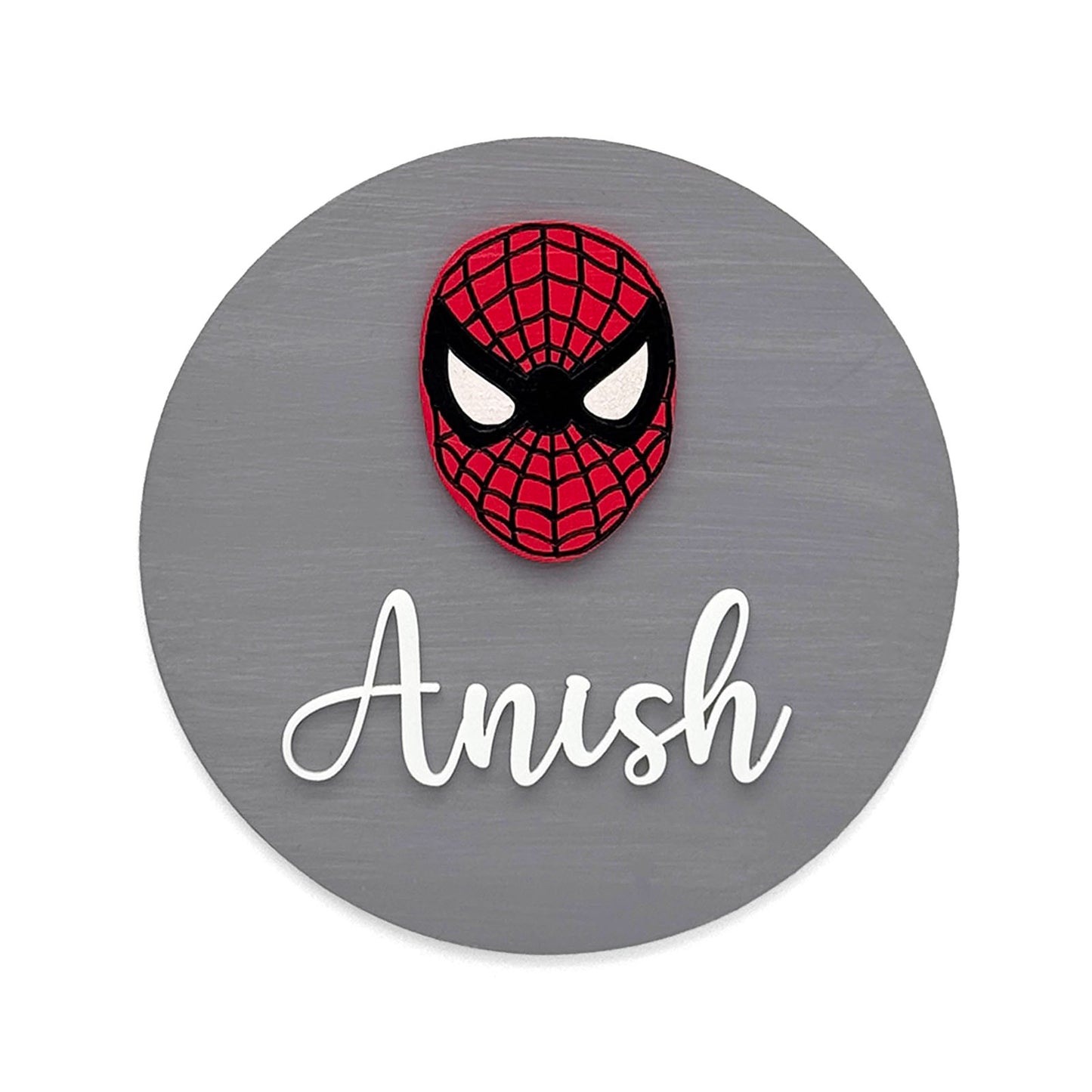 Spiderman Themed Hand-Painted Wooden Mini Kids Name Plate