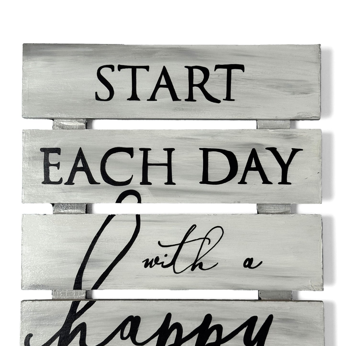 Start Each Day With A Happy Heart Hand-Painted Wooden Wall Hanging