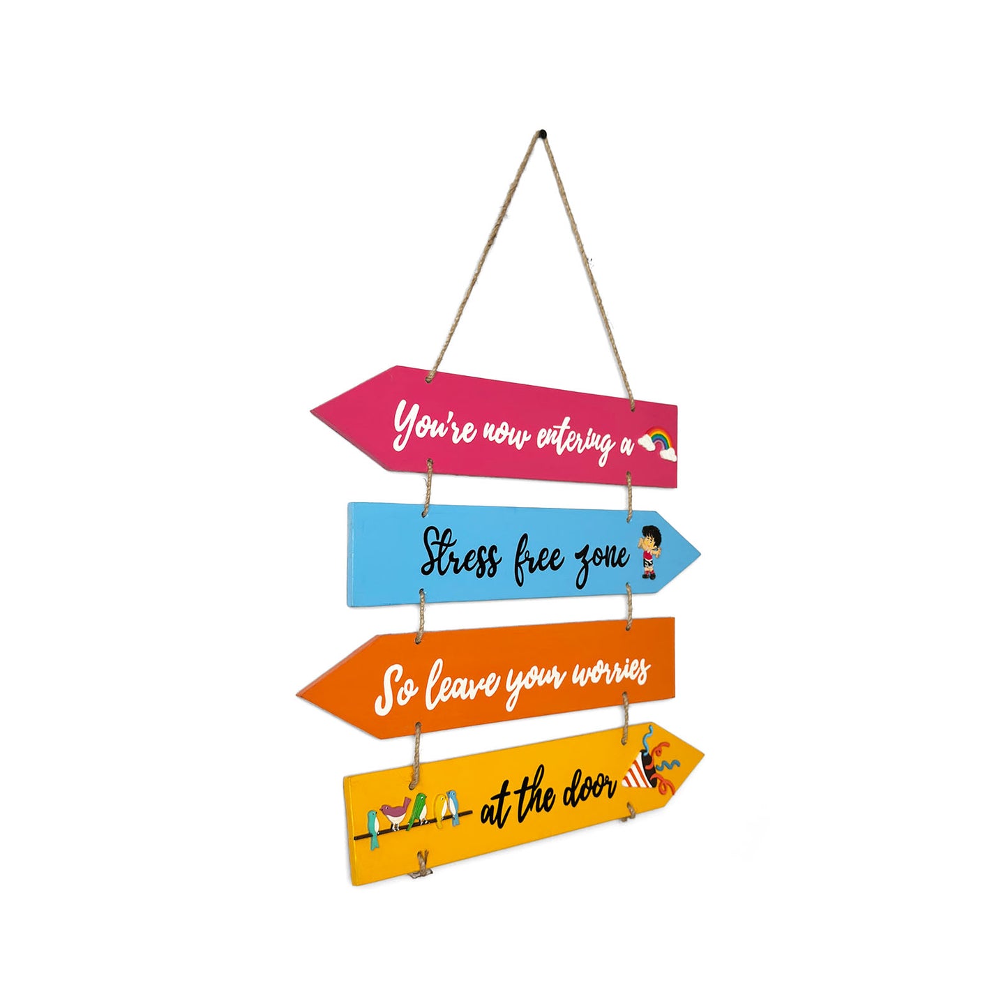 Stress Free Zone Hand-Painted Wooden Arrow Plank Wall Hanging