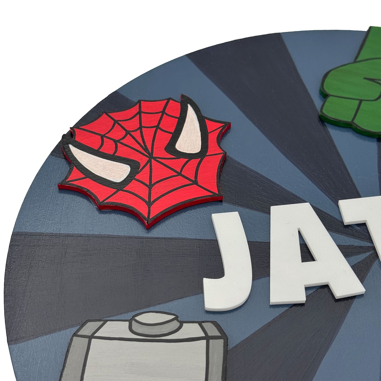 Avengers Themed Hand-Painted Wooden Round Kids Name Plate