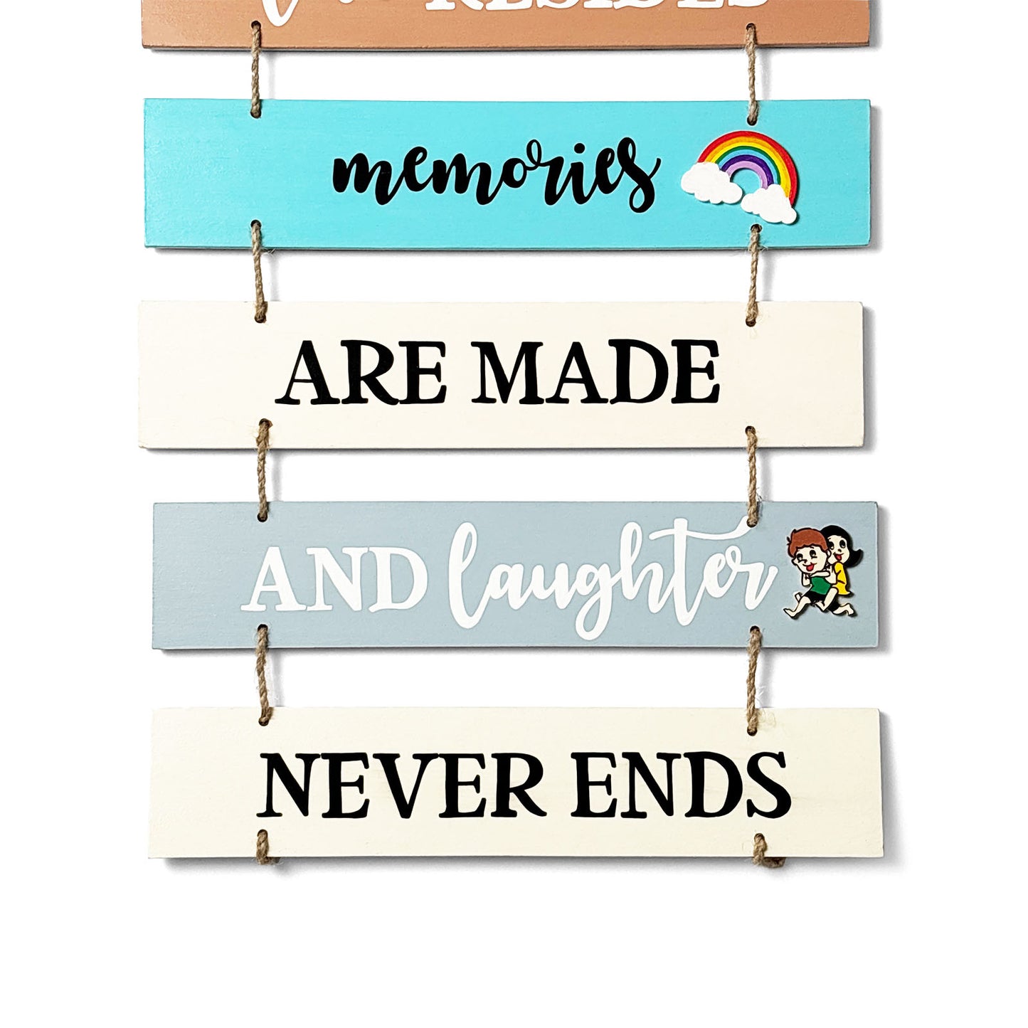 Home Hand-Painted Wooden Plank Wall Hanging