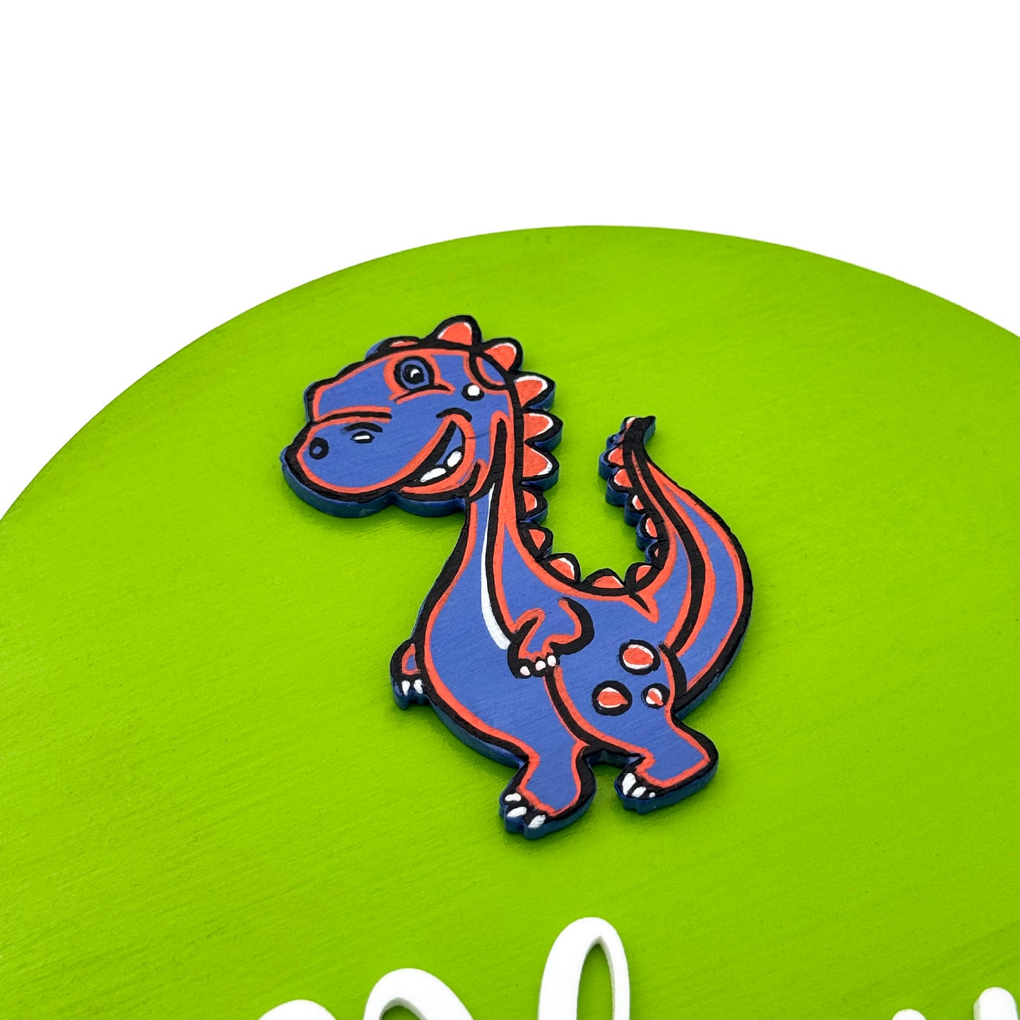 Dinosaur Themed Hand-Painted Wooden Mini Kids Name Plate